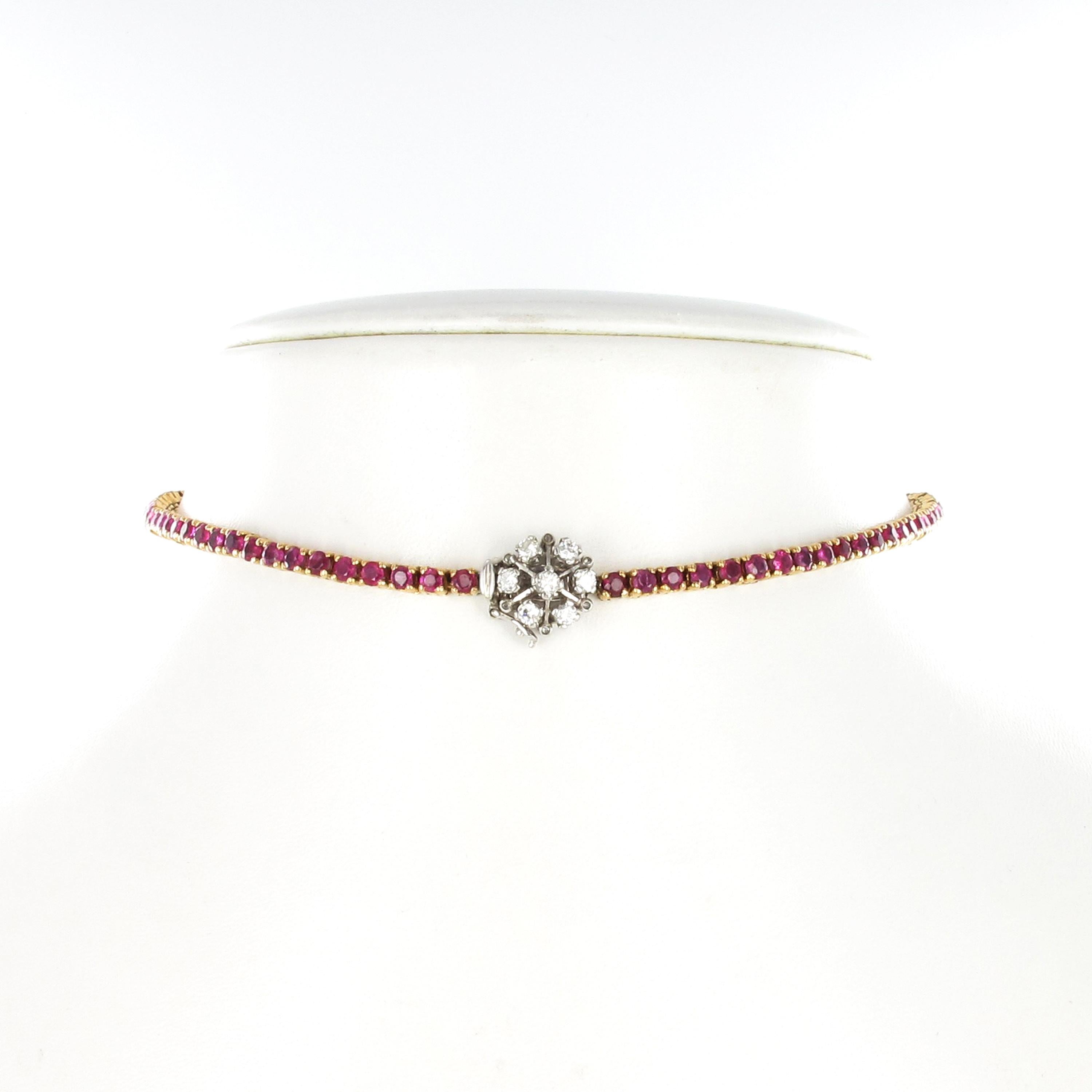 Oval Cut Gorgeous Burmese Ruby and Diamond Necklace in Platinum and 18 Karat Gold For Sale
