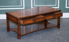 Gorgeous Burr Walnut Brights of Nettlebed Coffee Table with 2 Drawers