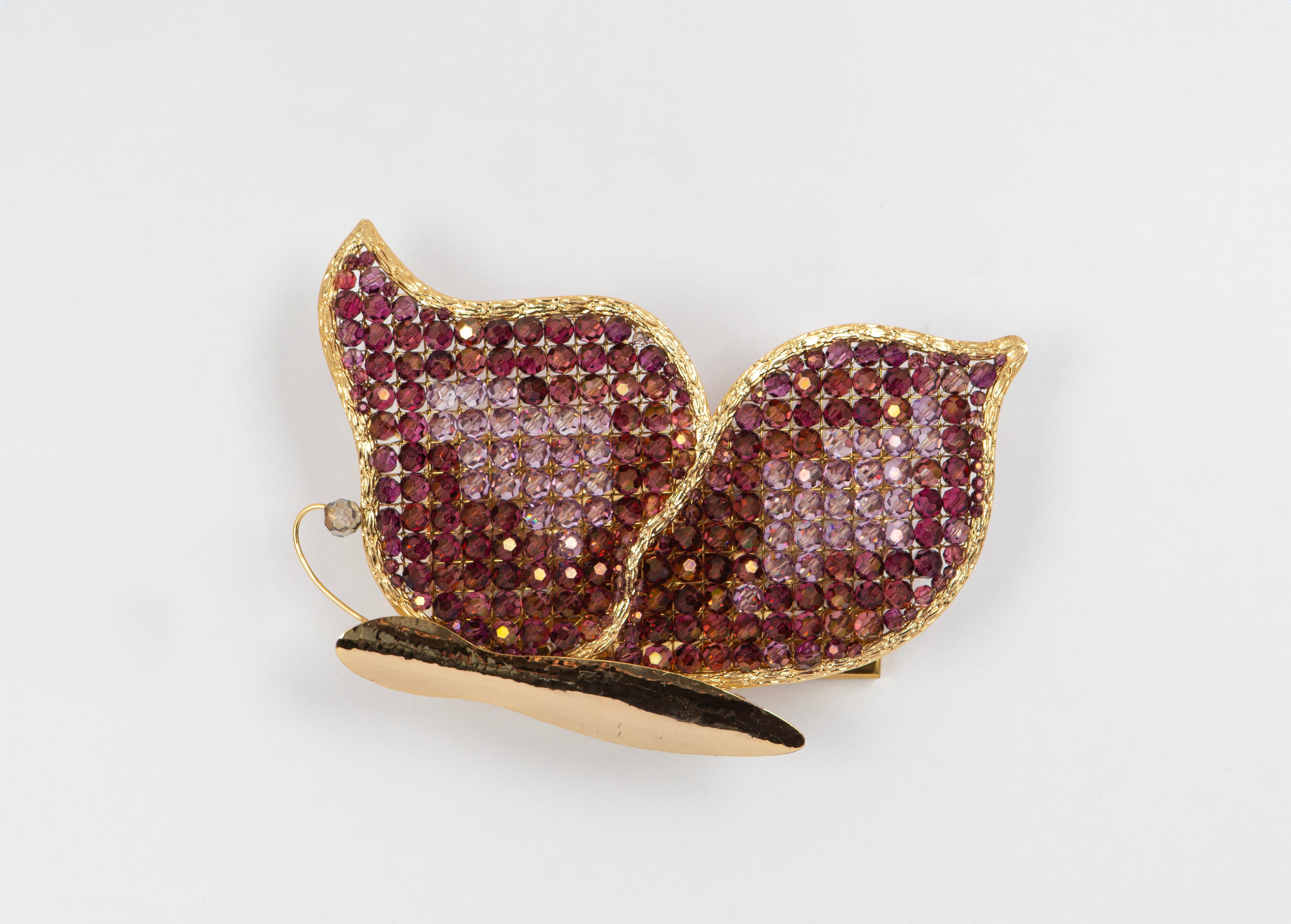 Wunderschöner Schmetterlings-Wandleuchter aus facettiertem Kristallglas, Palwa, 1970er Jahre (Moderne der Mitte des Jahrhunderts) im Angebot