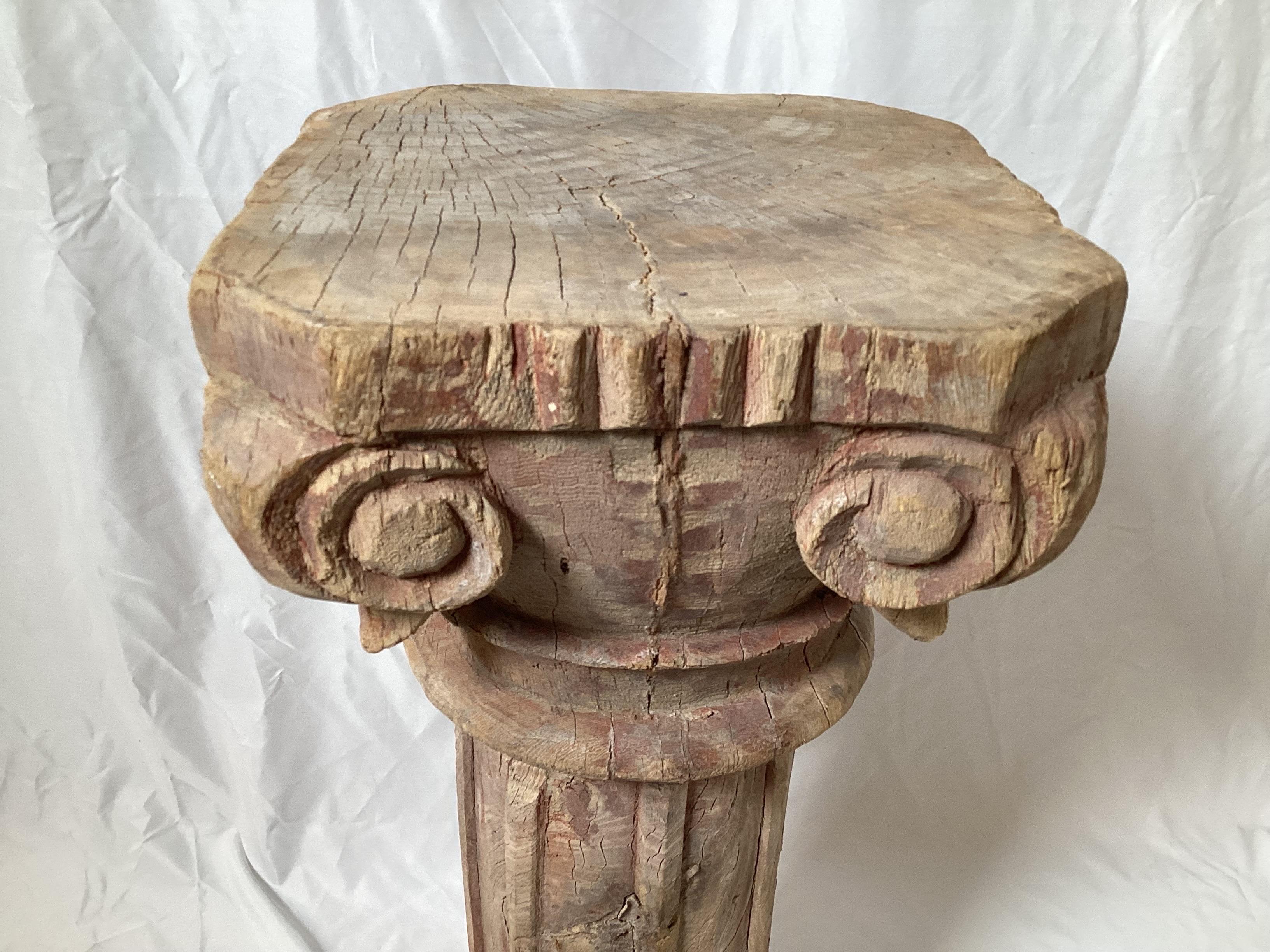 Hand-Carved Gorgeous Carved Wooden Ionic Corinthian Column