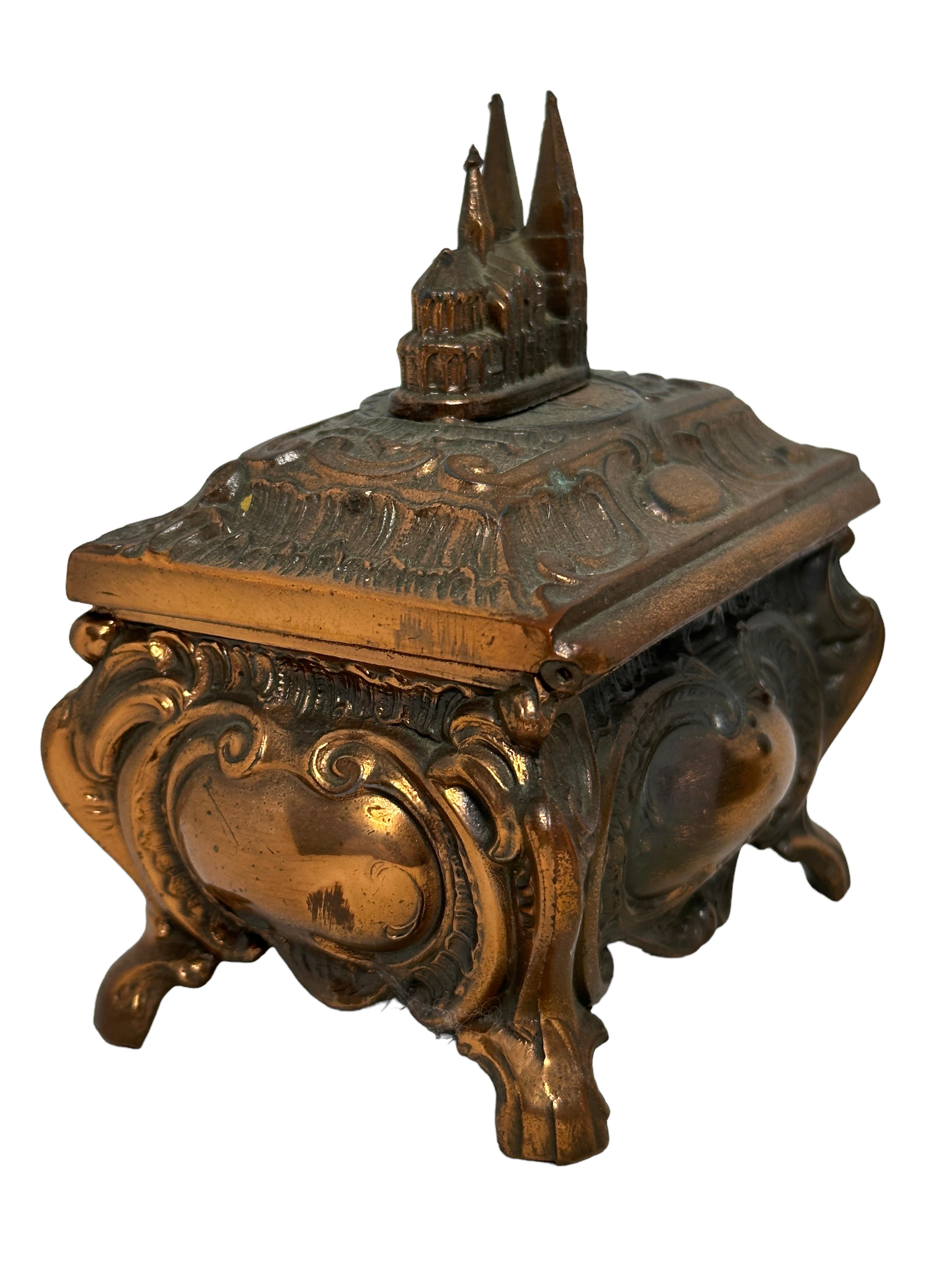 Art Nouveau Gorgeous Cathedral Cologne Souvenir Trinket Jewelry Box Antique, German, 1950s For Sale