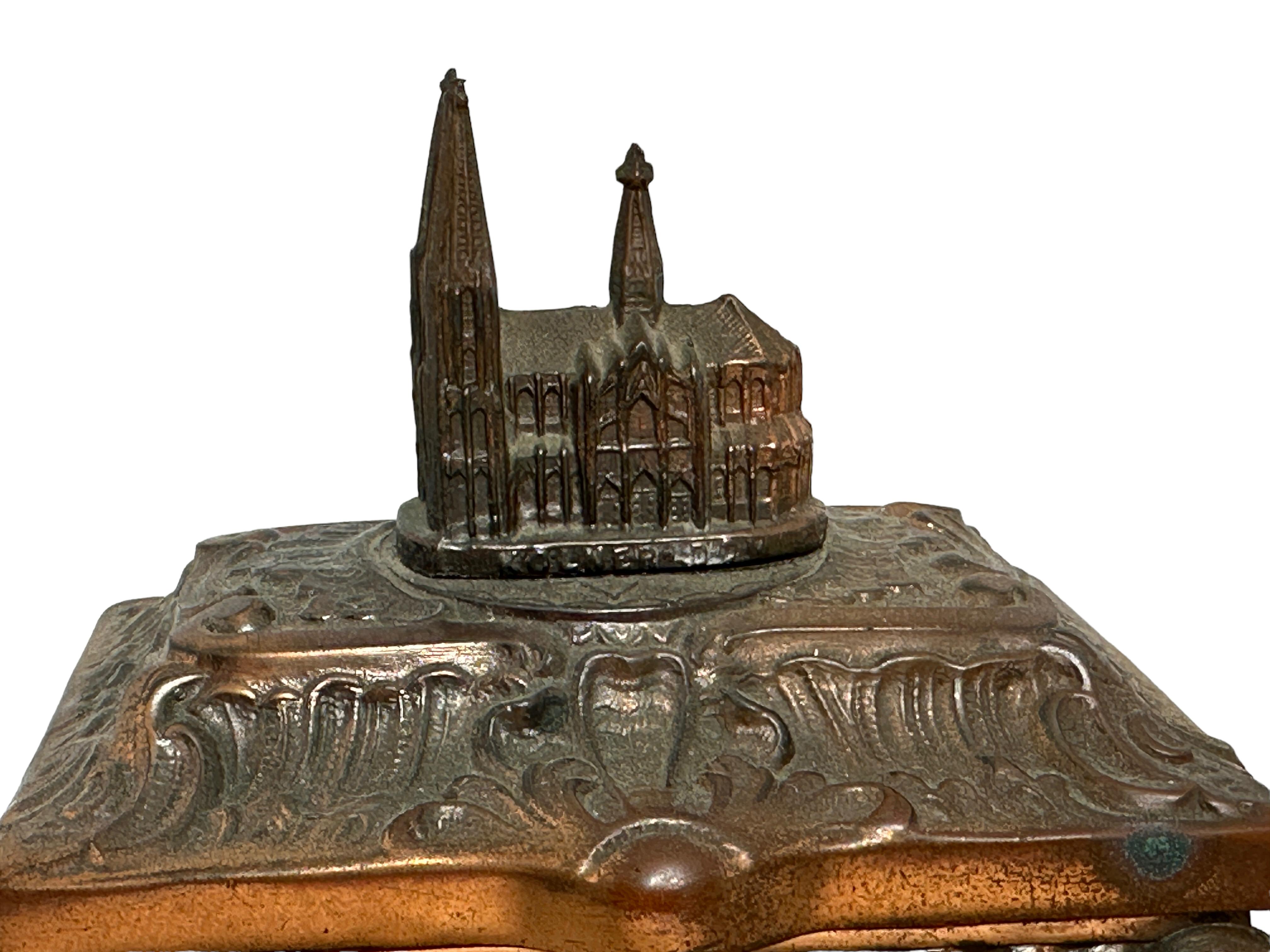 Metal Gorgeous Cathedral Cologne Souvenir Trinket Jewelry Box Antique, German, 1950s For Sale