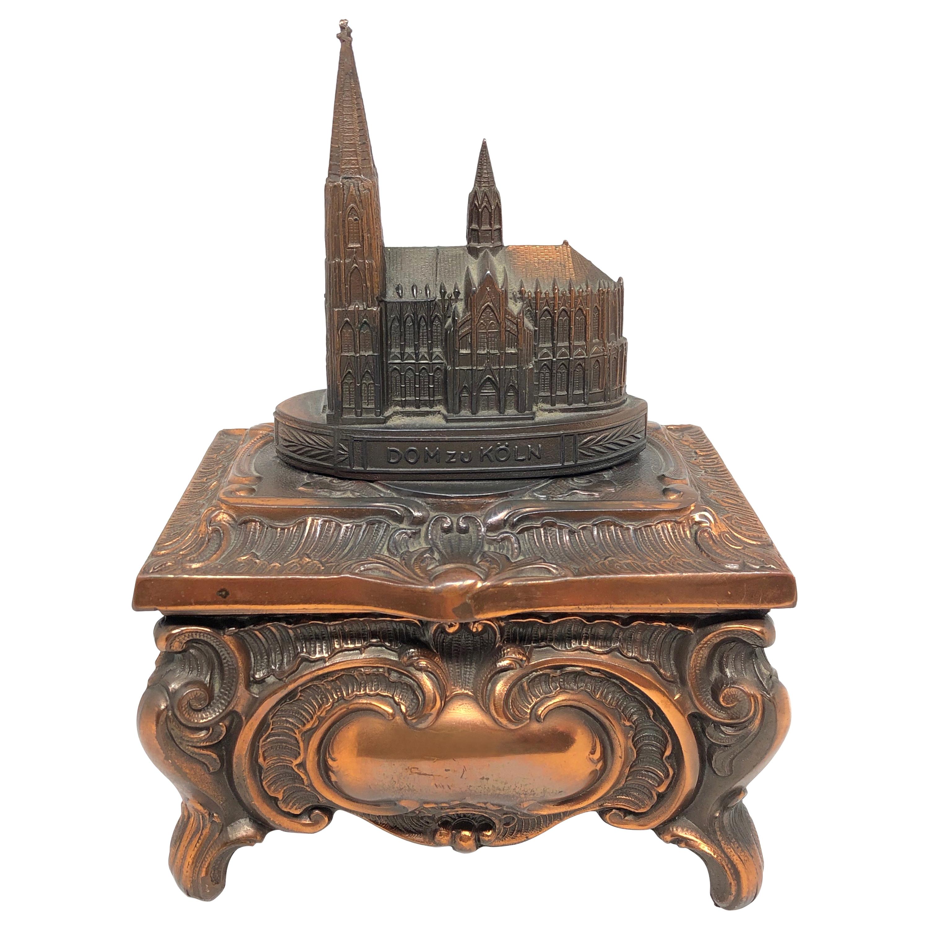 Gorgeous Cathedral Cologne Souvenir Trinket Jewelry Box Antique, German, 1950s For Sale