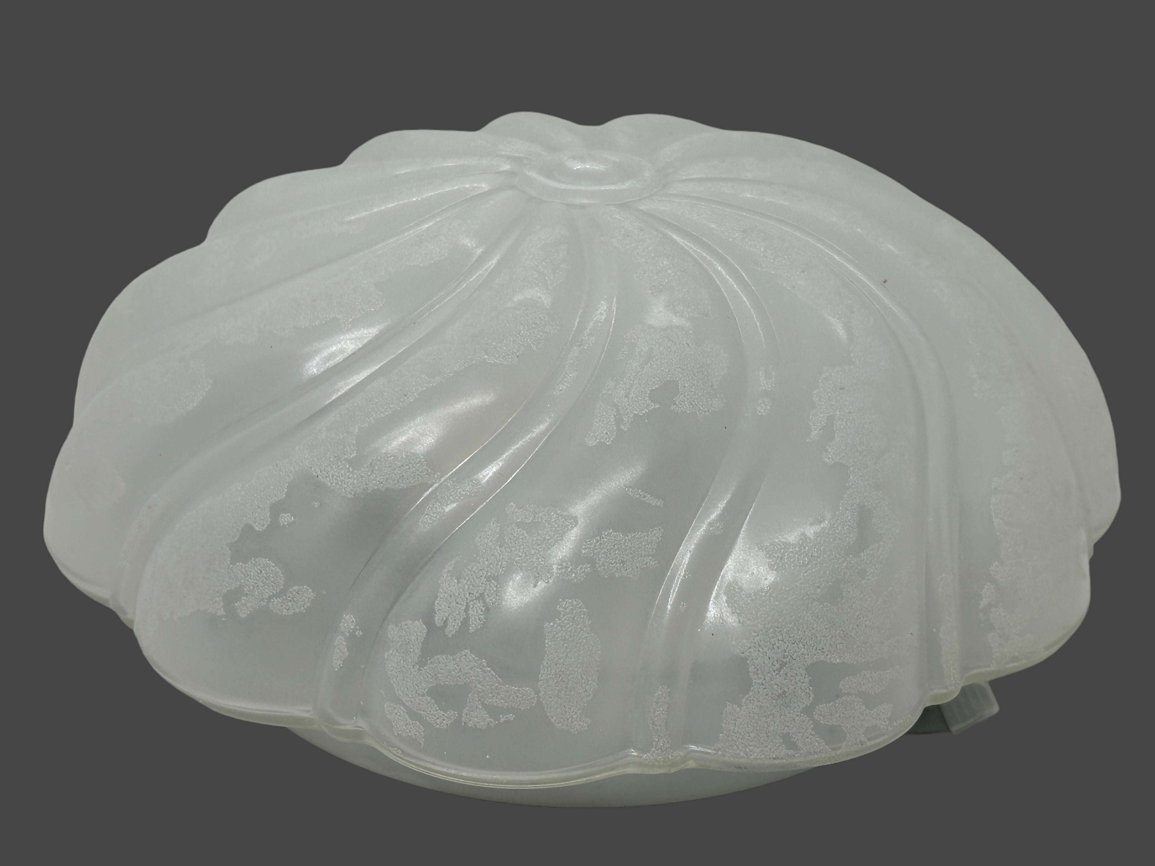 Gorgeous Ceiling Light Flush Mount with structured frosted glass German, 1970s For Sale 4