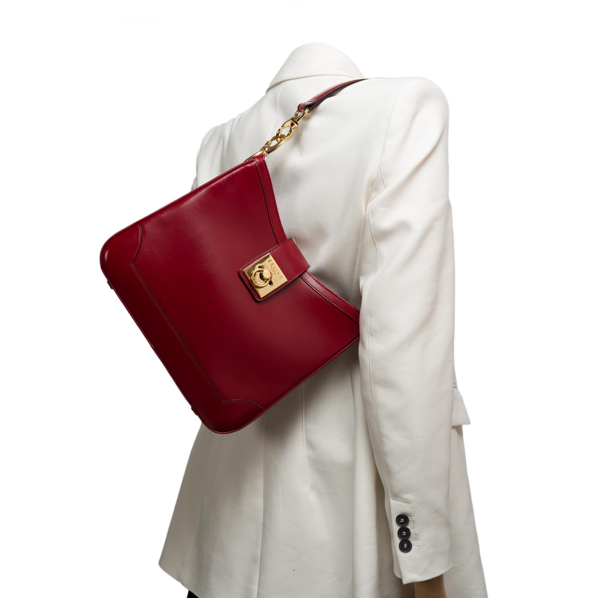 Gorgeous Celine vintage Tote bag in red cherry box calf, GHW For Sale 7