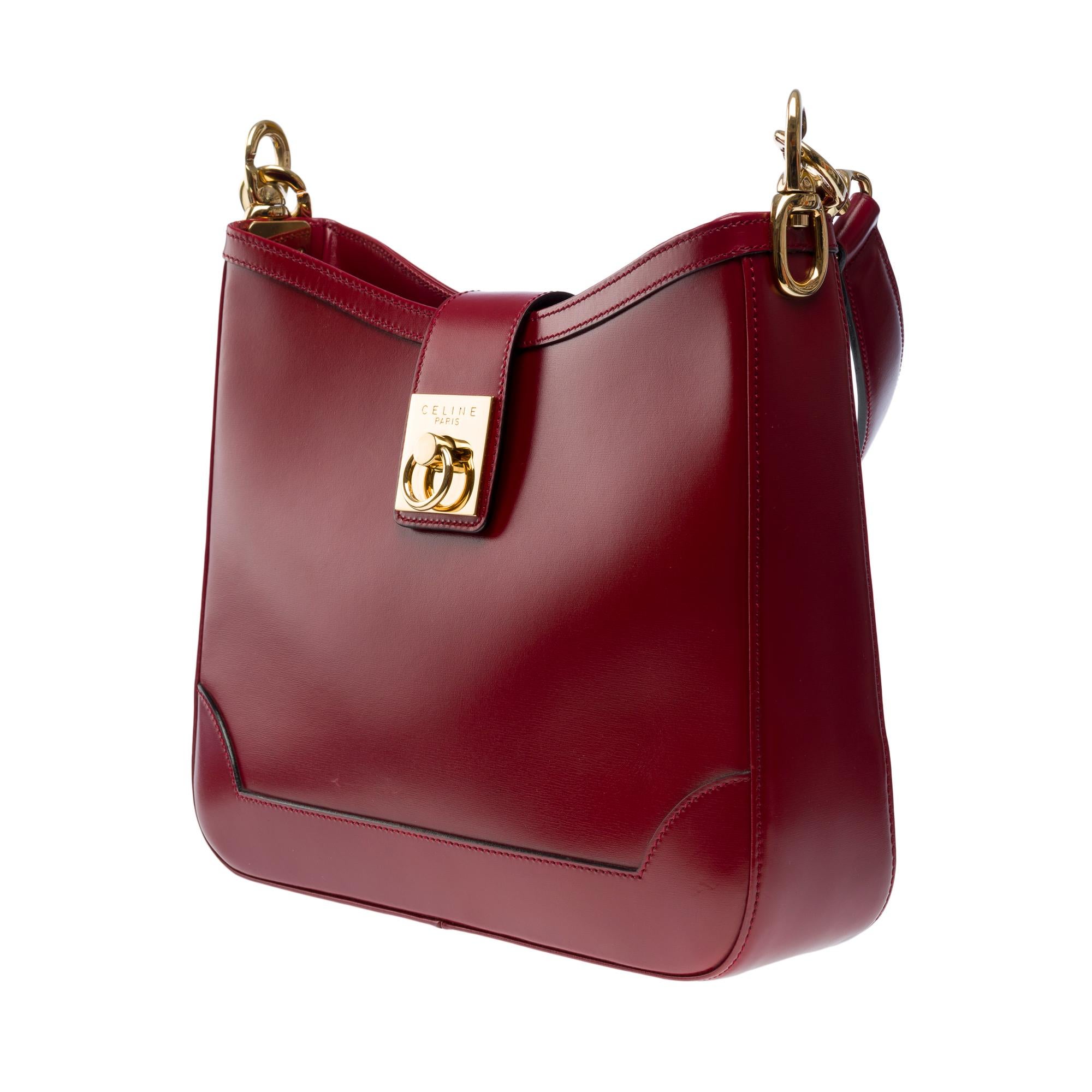 Women's or Men's Gorgeous Celine vintage Tote bag in red cherry box calf, GHW For Sale