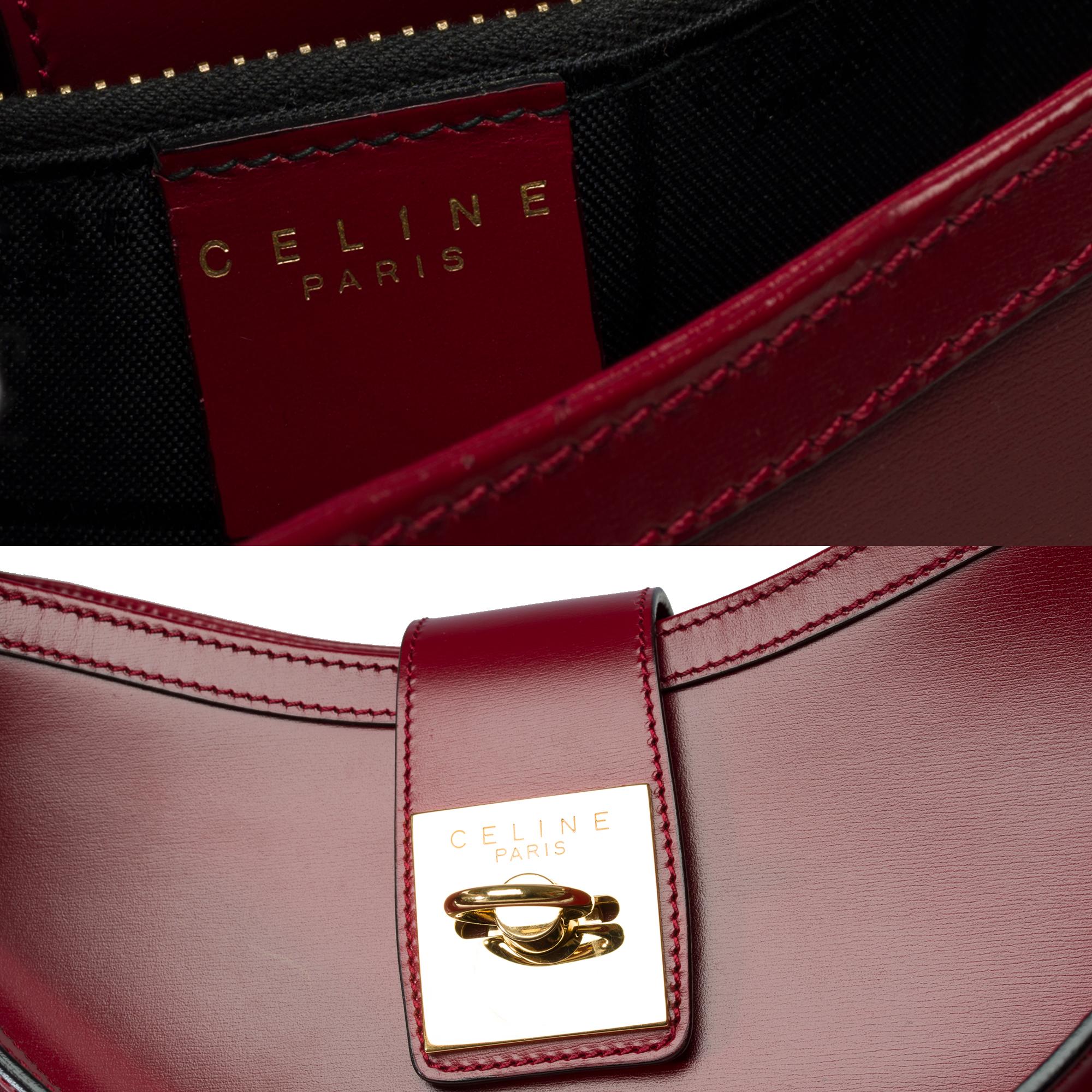 Gorgeous Celine vintage Tote bag in red cherry box calf, GHW For Sale 2