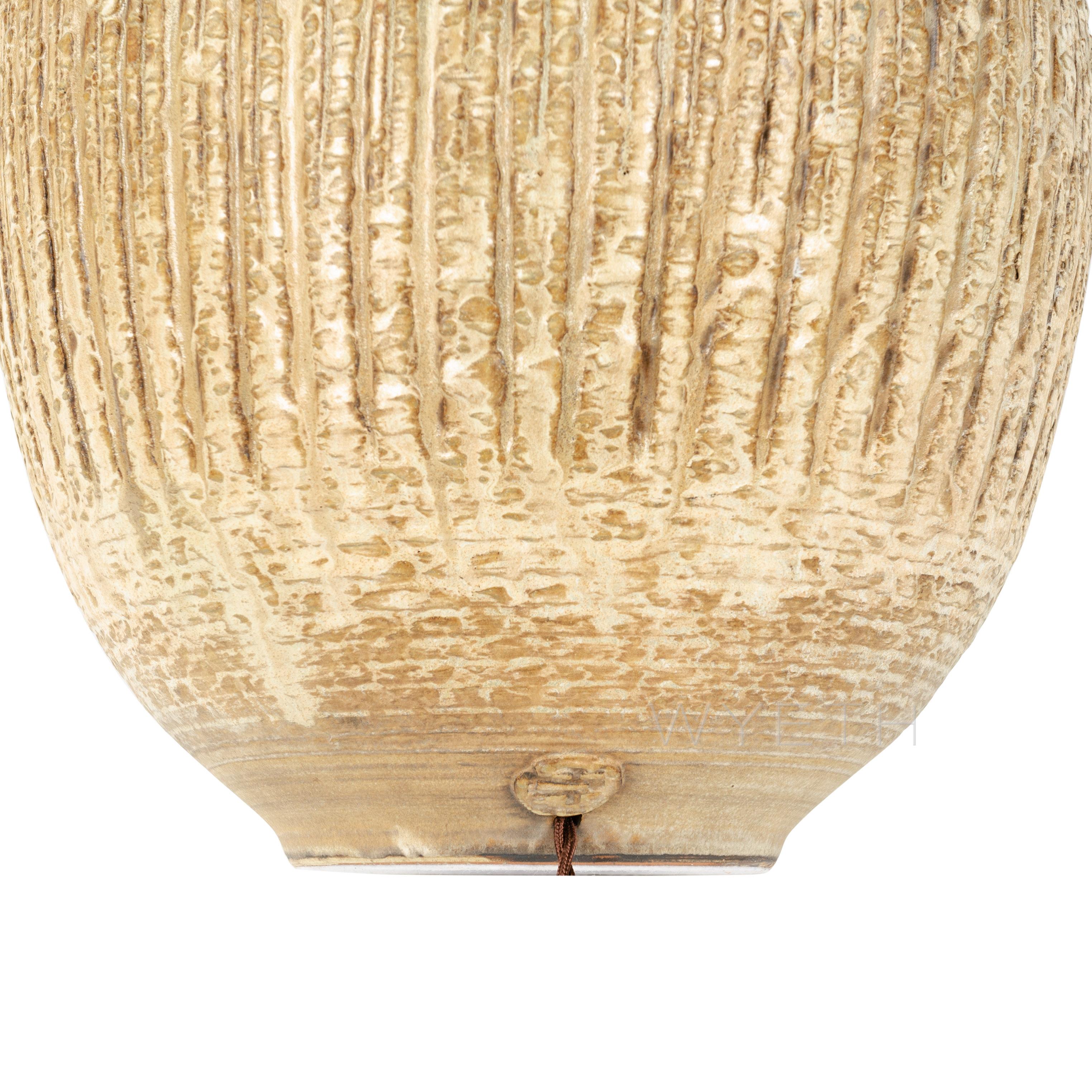North American Gorgeous Ceramic Lamp in Ochre Glaze by Lee Rosen for Design Technics