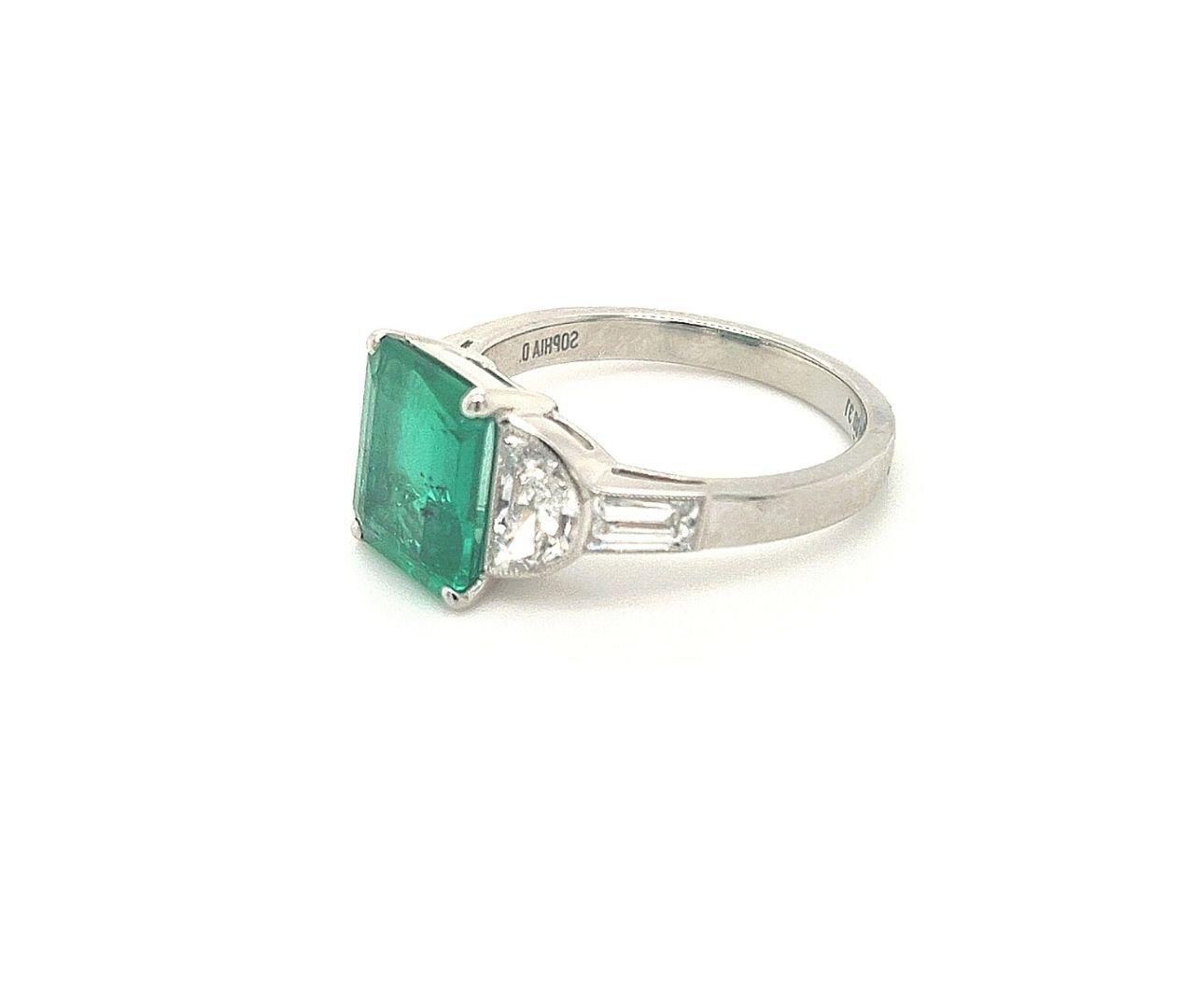 Square Cut Sophia D, Certified 2.31 Carat Emerald and Diamond Platinum Ring 