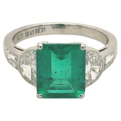 Sophia D, Certified 2.31 Carat Emerald and Diamond Platinum Ring 