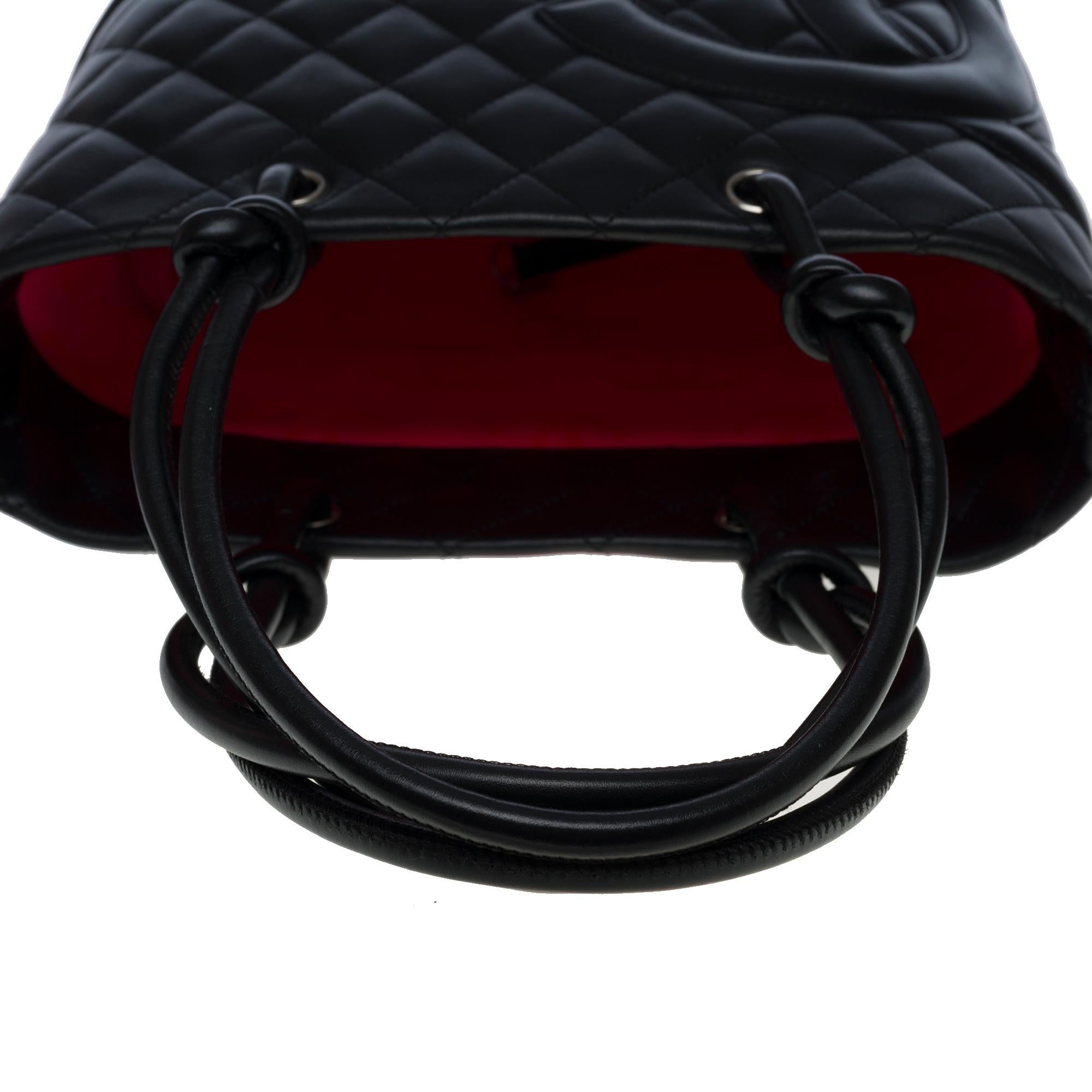 Gorgeous Chanel Cambon Tote bag in black quilted lambskin, SHW 1