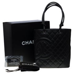 Chanel Black Lambskin Cambon CC Large Tote Bag