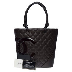 Gorgeous Chanel Cambon Tote bag in brown quilted lambskin leather, SHW