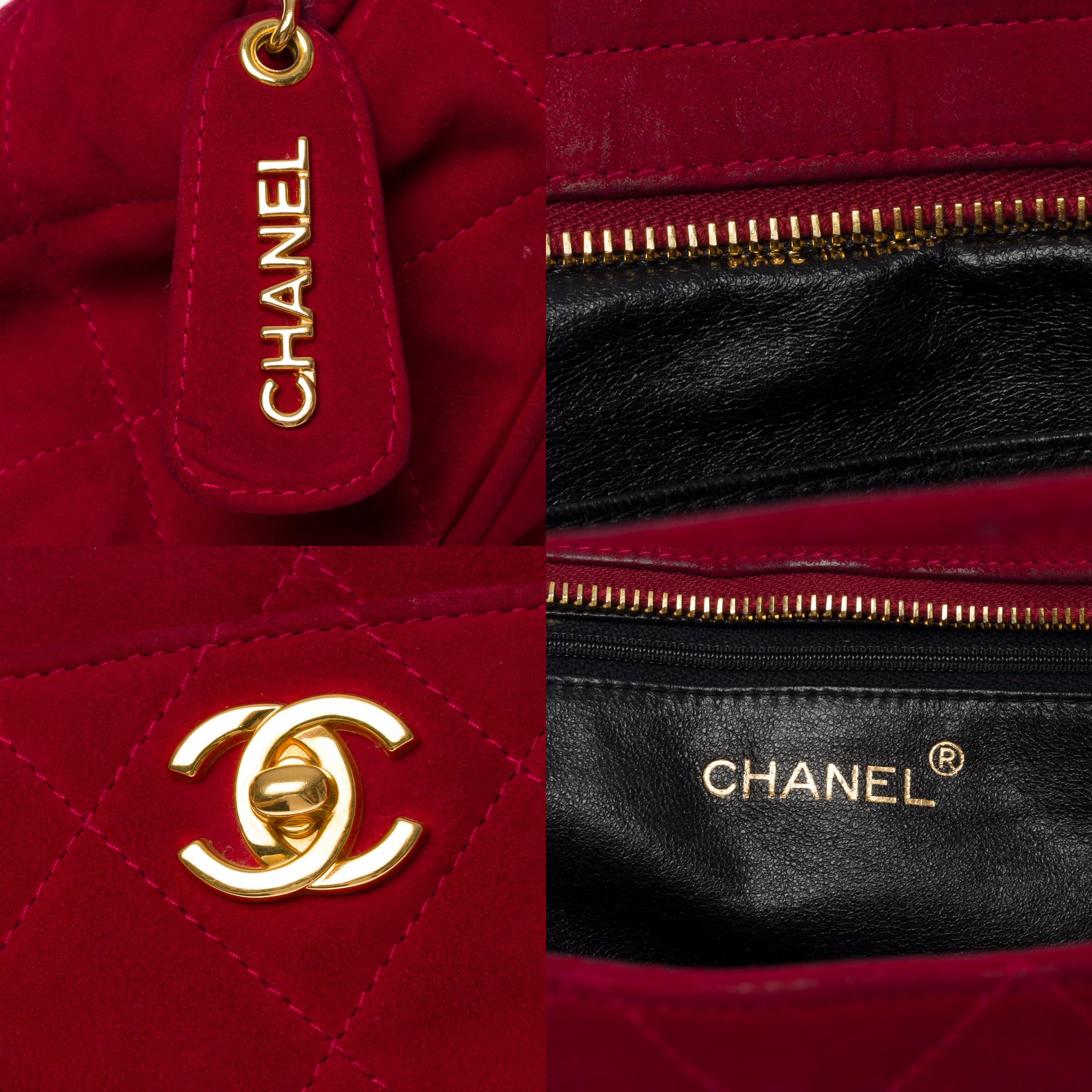Gorgeous Chanel Camera shoulder bag in red suede, GHW 1
