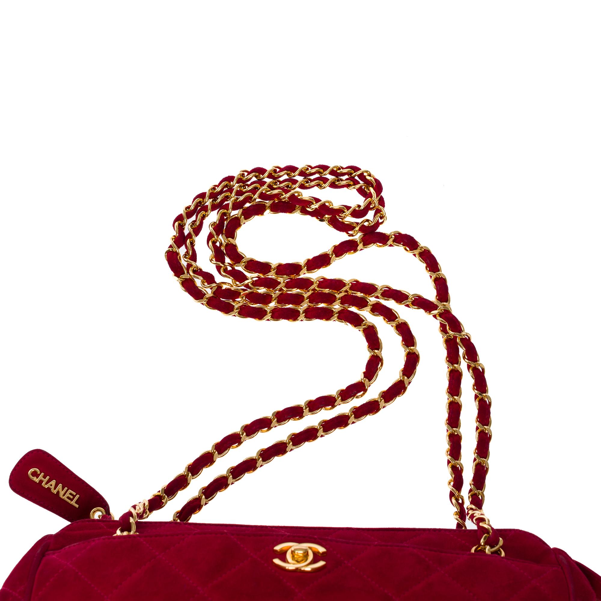 Gorgeous Chanel Camera shoulder bag in red suede, GHW 4