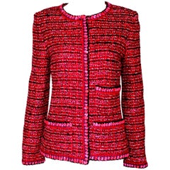 Wunderschöne Chanel Chunky Maison Lesage Tweed Jacke mit Crochet Knit Trimming