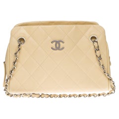Gorgeous Chanel Classic shoulder bag in beige caviar quilted leather, SHW