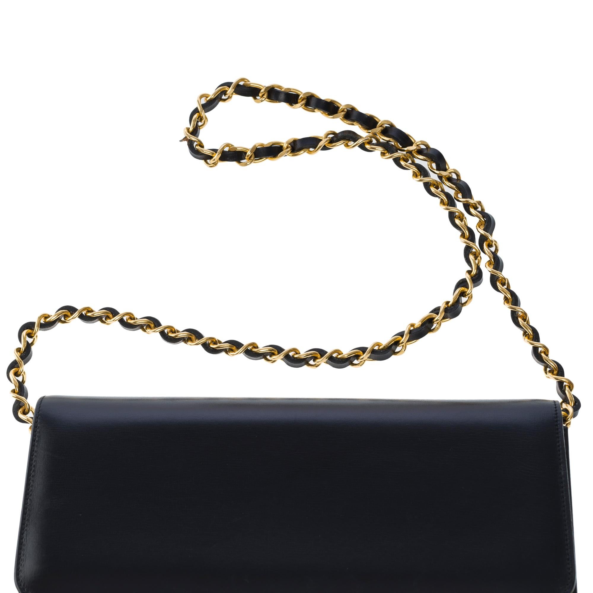 Gorgeous Chanel Classic shoulder flap bag in black box calfskin leather, GHW 14