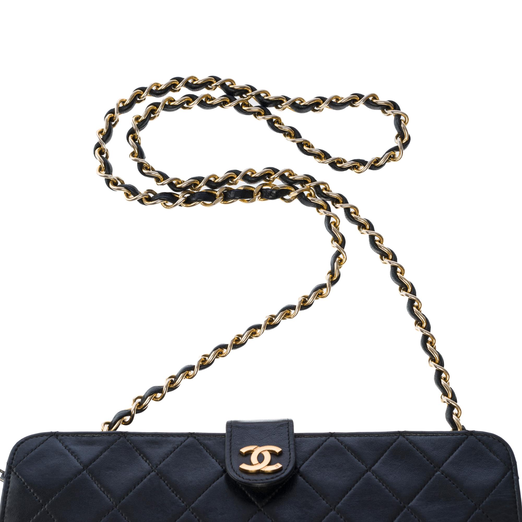 Gorgeous Chanel Classic vintage shoulder bag in black lambskin leather, GHW 5