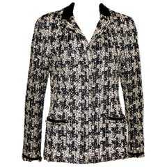 Gorgeous Chanel Fantasy Frayed Tweed Maison Lesage Jacket Leather Trimming