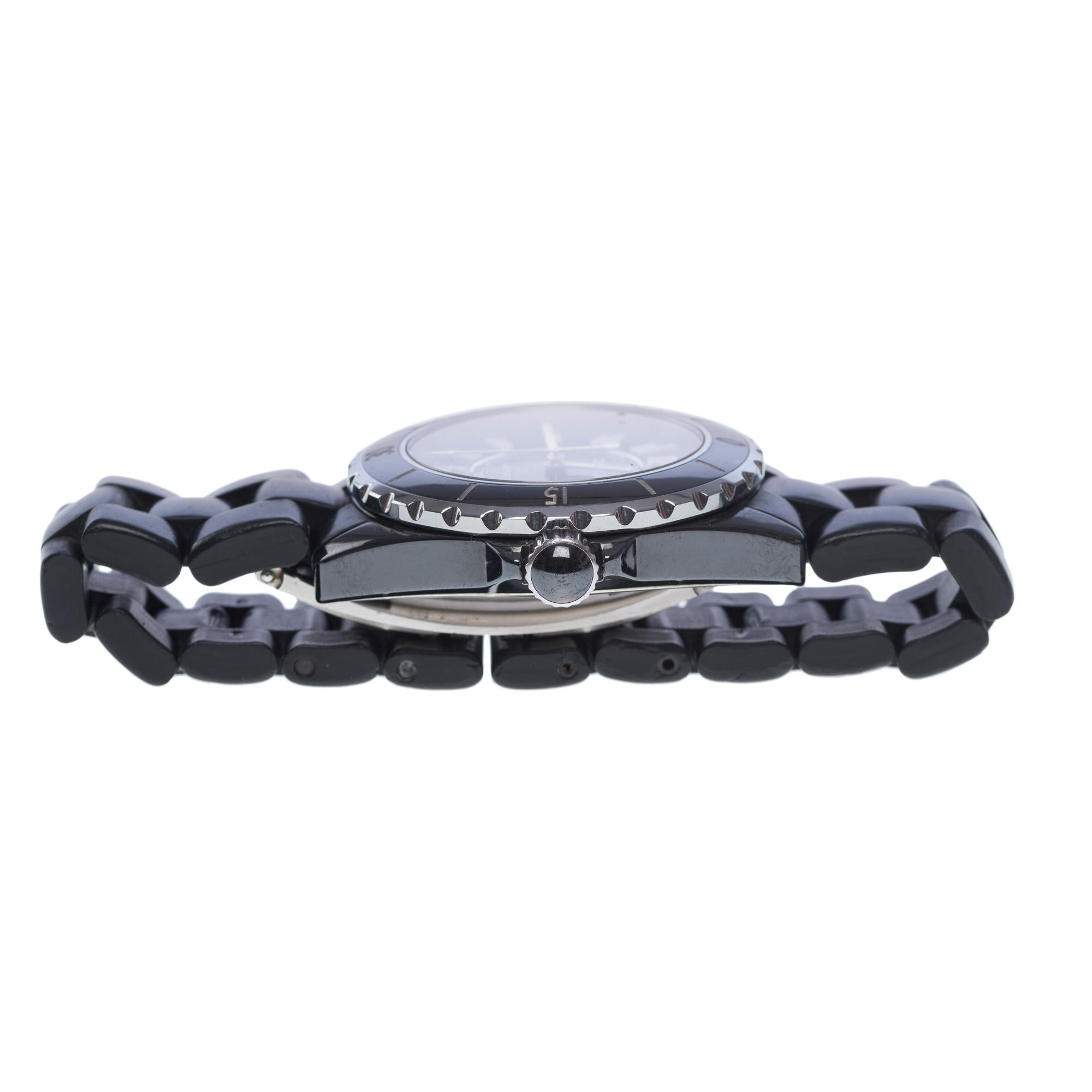 Modern Gorgeous Chanel J12 automatic black ceramic wristwatch