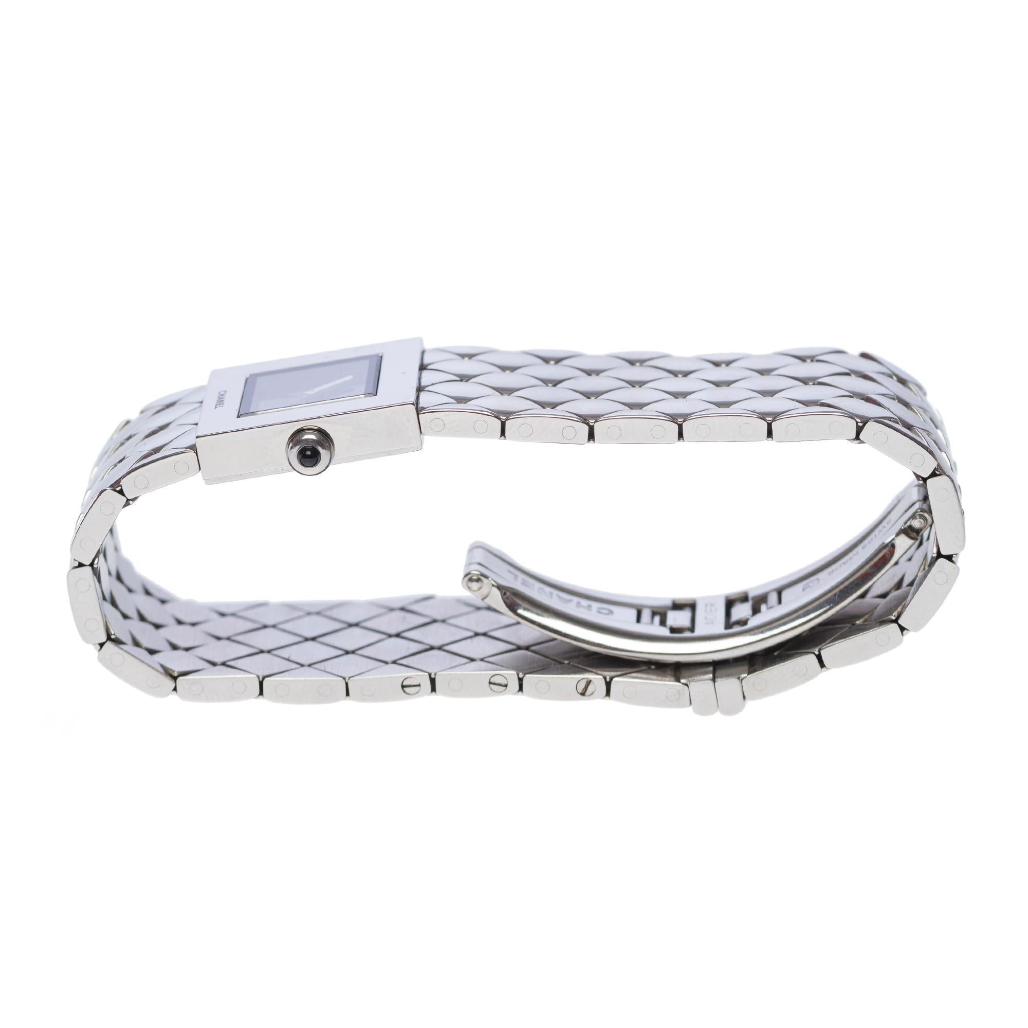 Gorgeous Chanel Matelassé wristwatch in steel For Sale 2
