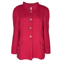 Gorgeous CHANEL Métiers d'Art Red Tweed Jacket Blazer Bombay Collection L