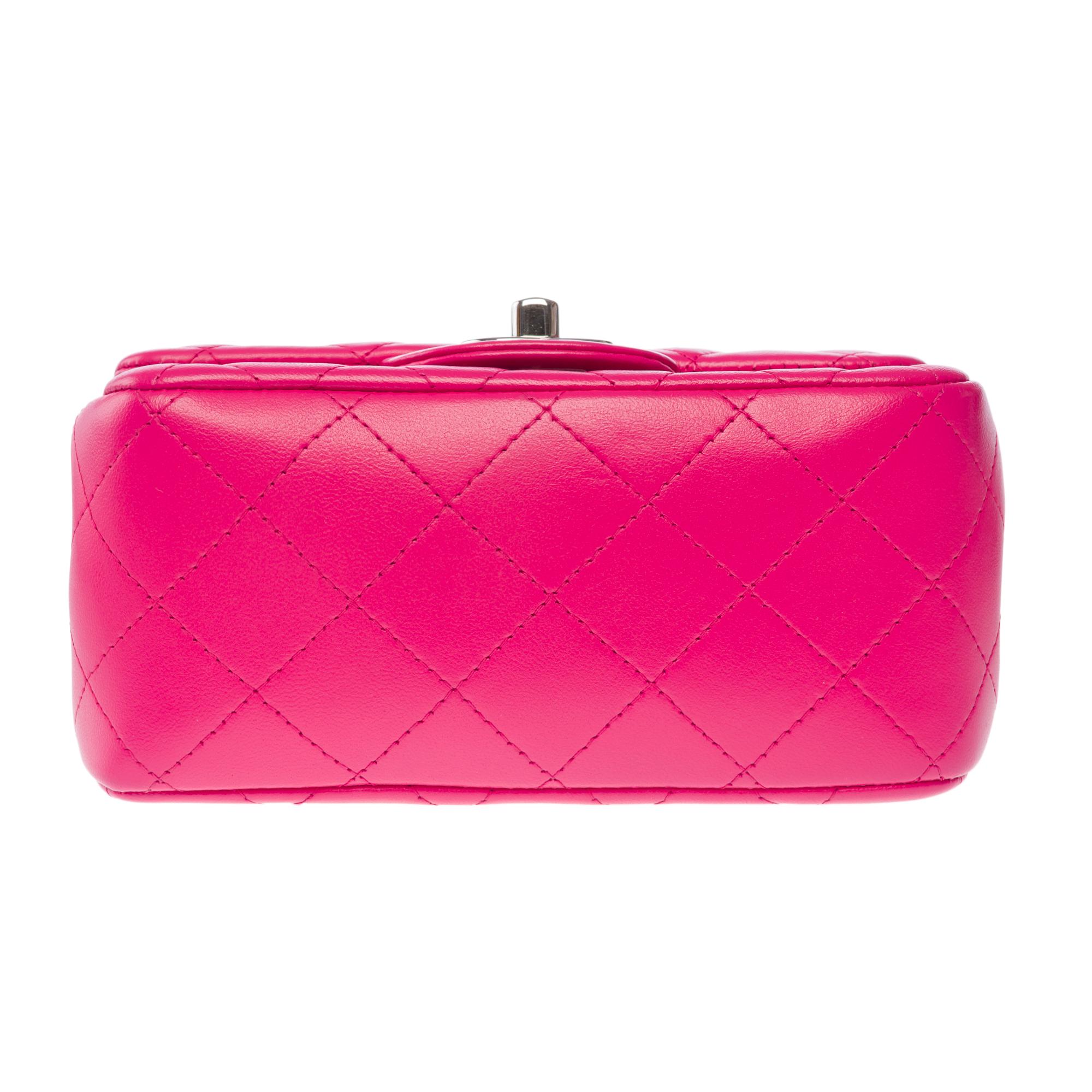 Gorgeous Chanel Mini Timeless Shoulder flap bag in Pink quilted leather, SHW For Sale 6