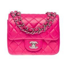 Gorgeous Chanel Mini Timeless Shoulder flap bag in Pink quilted leather, SHW