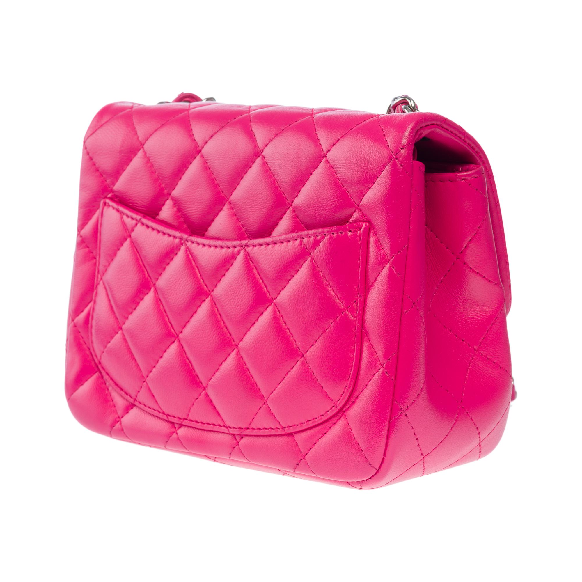 Gorgeous Chanel Mini Timeless Shoulder flap bag in Pink quilted leather, SHW For Sale 1
