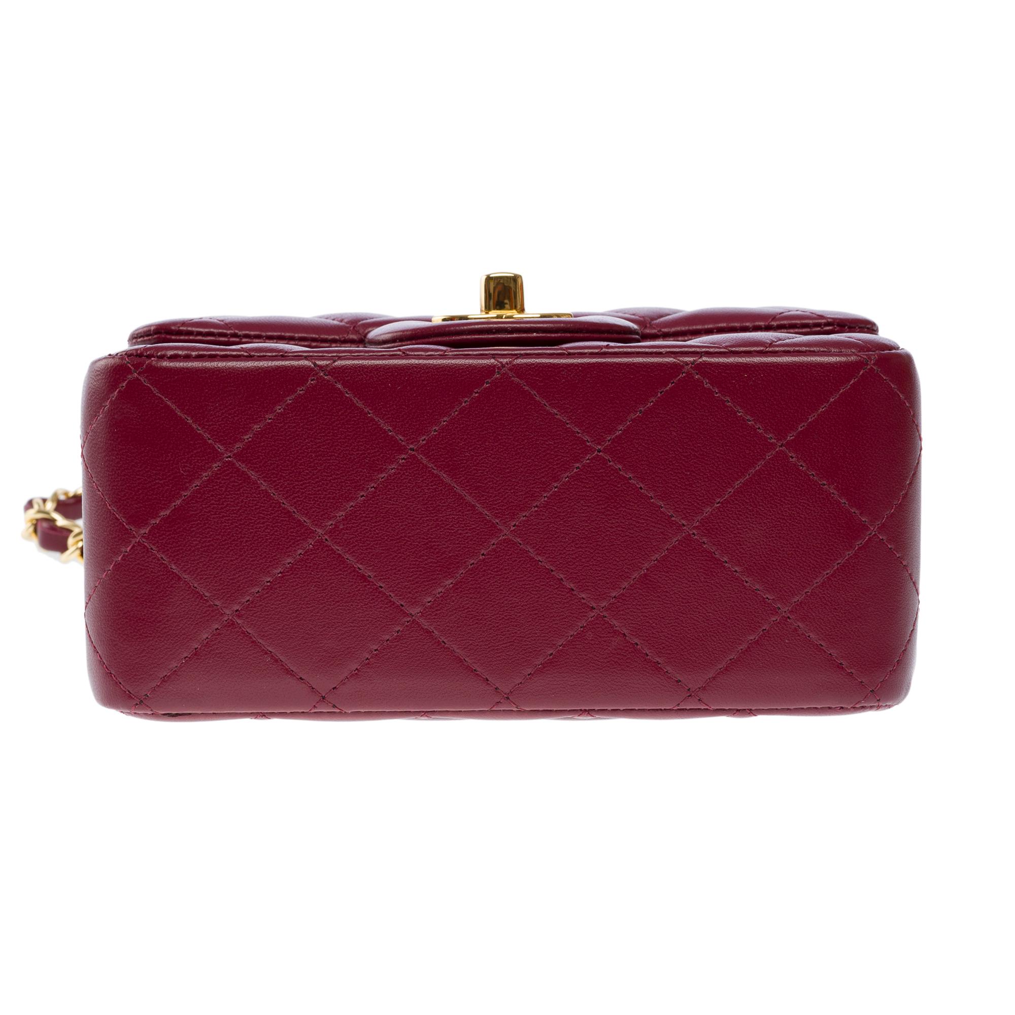 Gorgeous Chanel Mini Timeless Shoulder flap bag in Plum quilted leather, GHW For Sale 7
