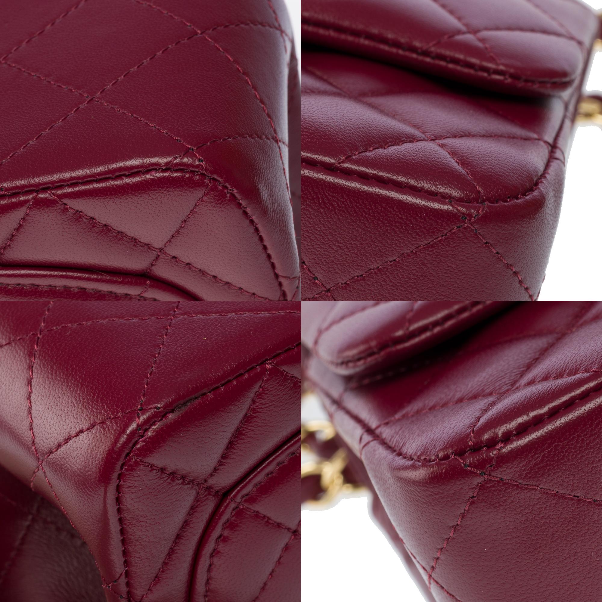 Gorgeous Chanel Mini Timeless Shoulder flap bag in Plum quilted leather, GHW For Sale 8