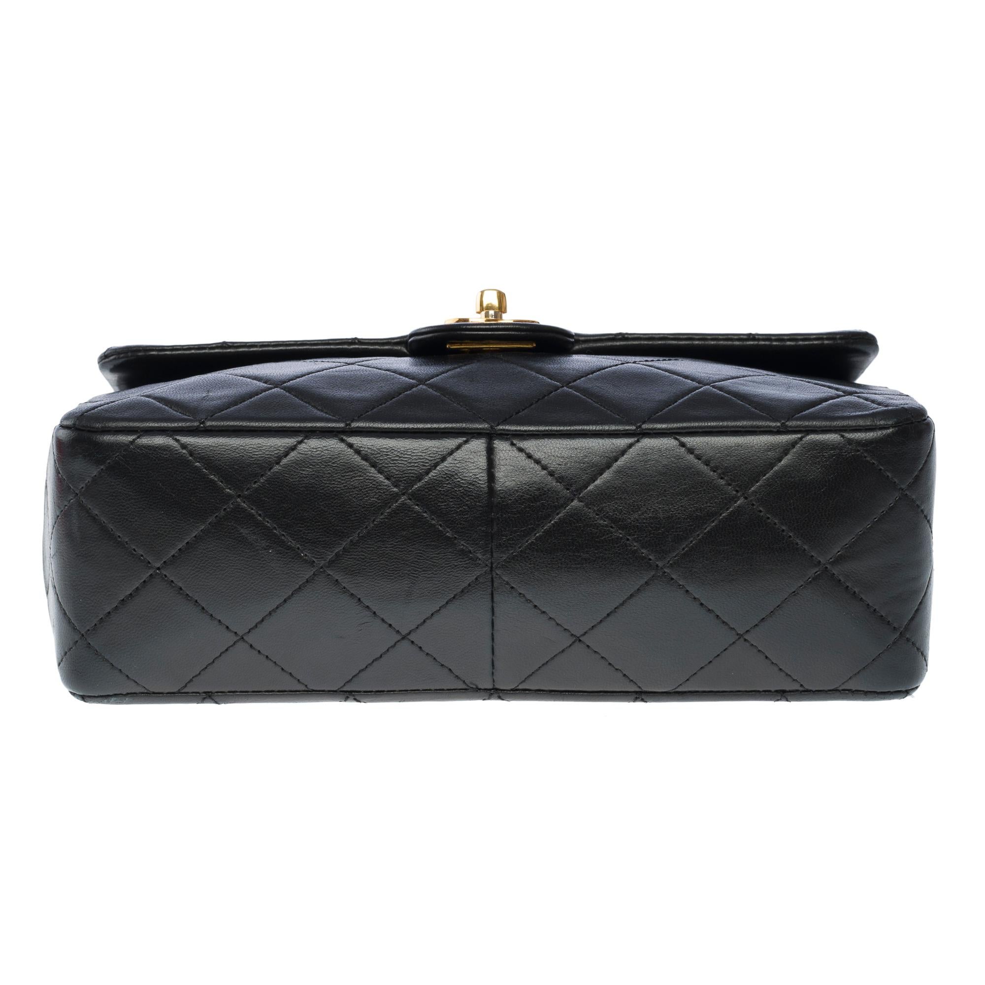 Gorgeous Chanel Timeless Mini shoulder flap bag in black quilted lambskin, GHW 7