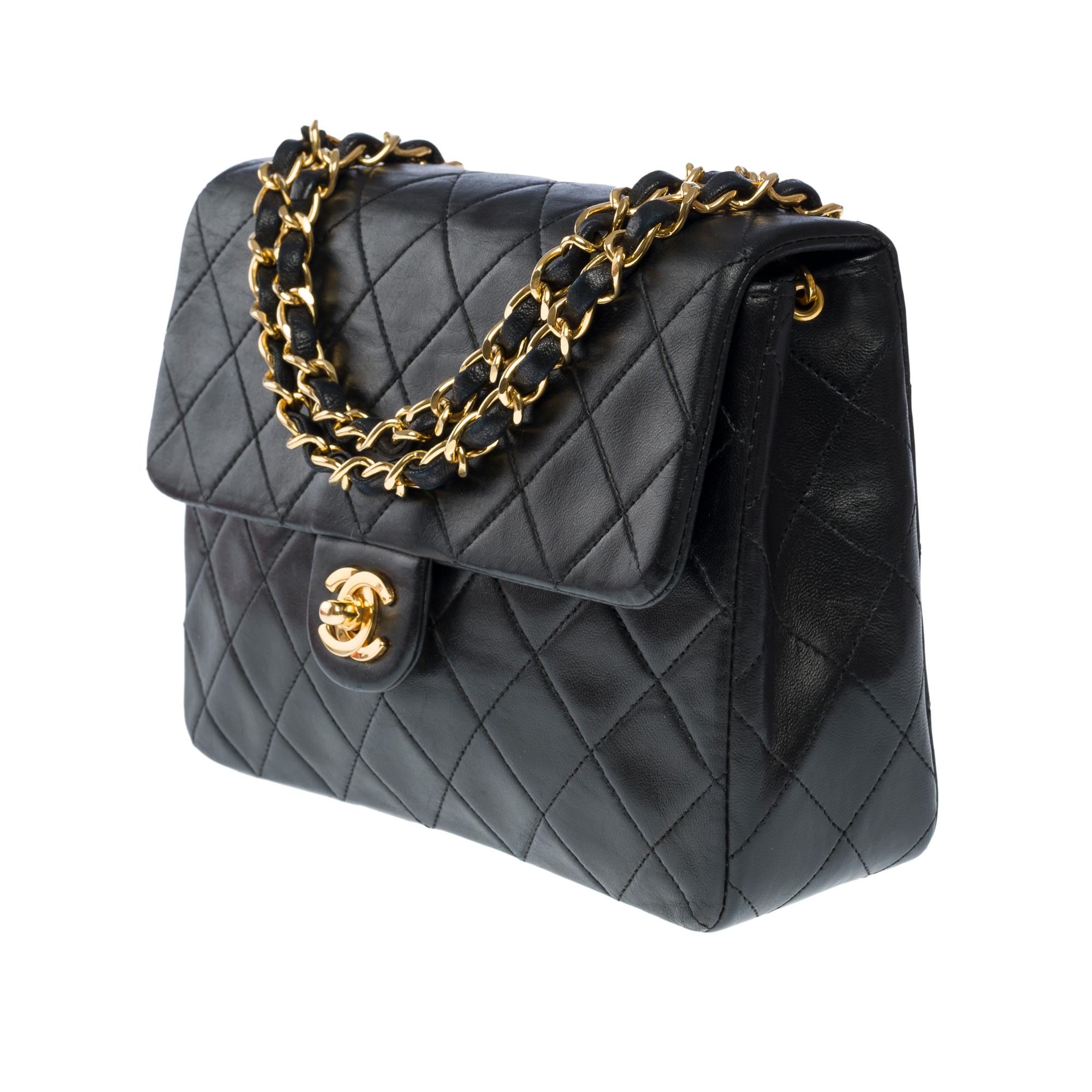 Gorgeous Chanel Timeless Mini shoulder flap bag in black quilted lambskin, GHW 1