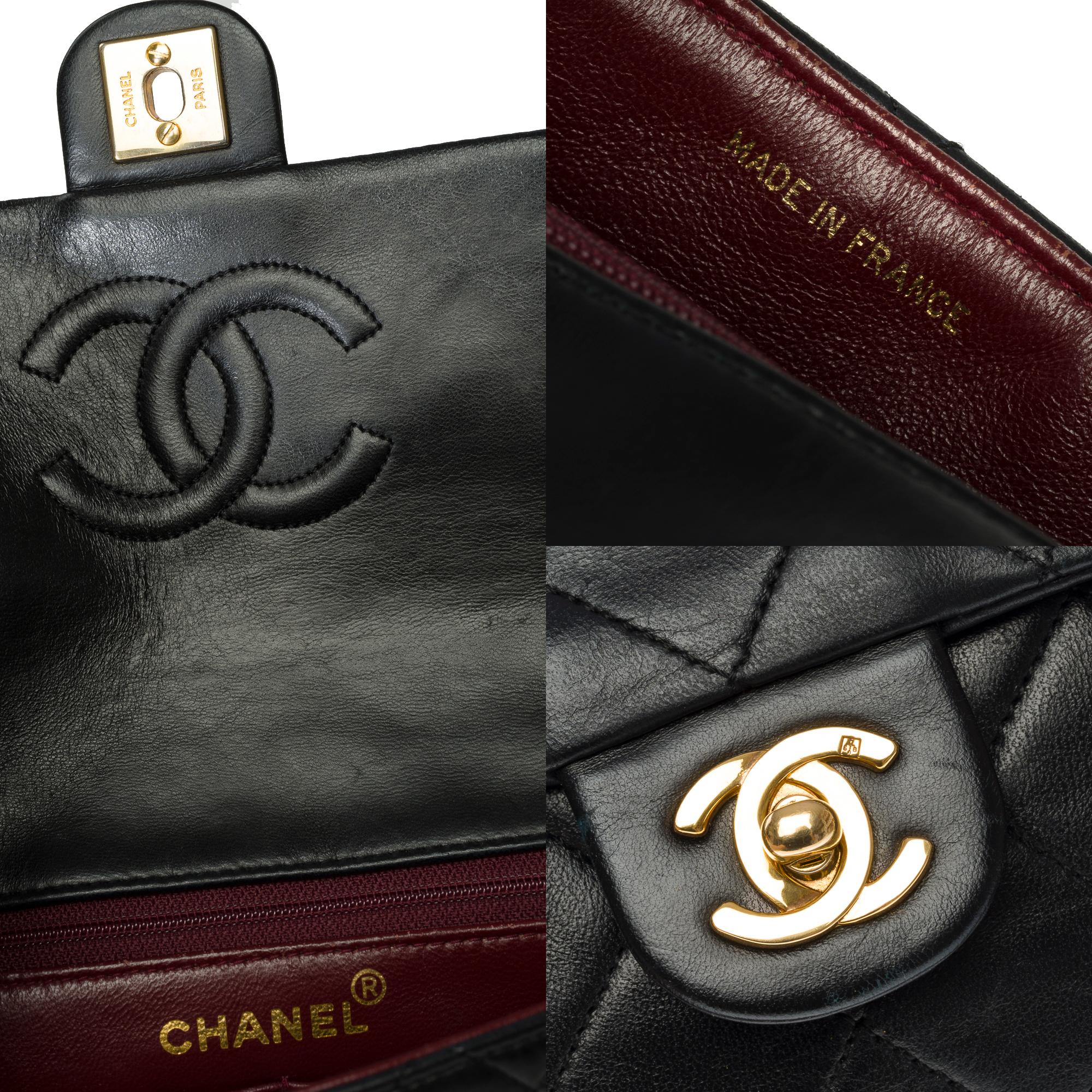 Gorgeous Chanel Timeless Mini shoulder flap bag in black quilted lambskin, GHW 3
