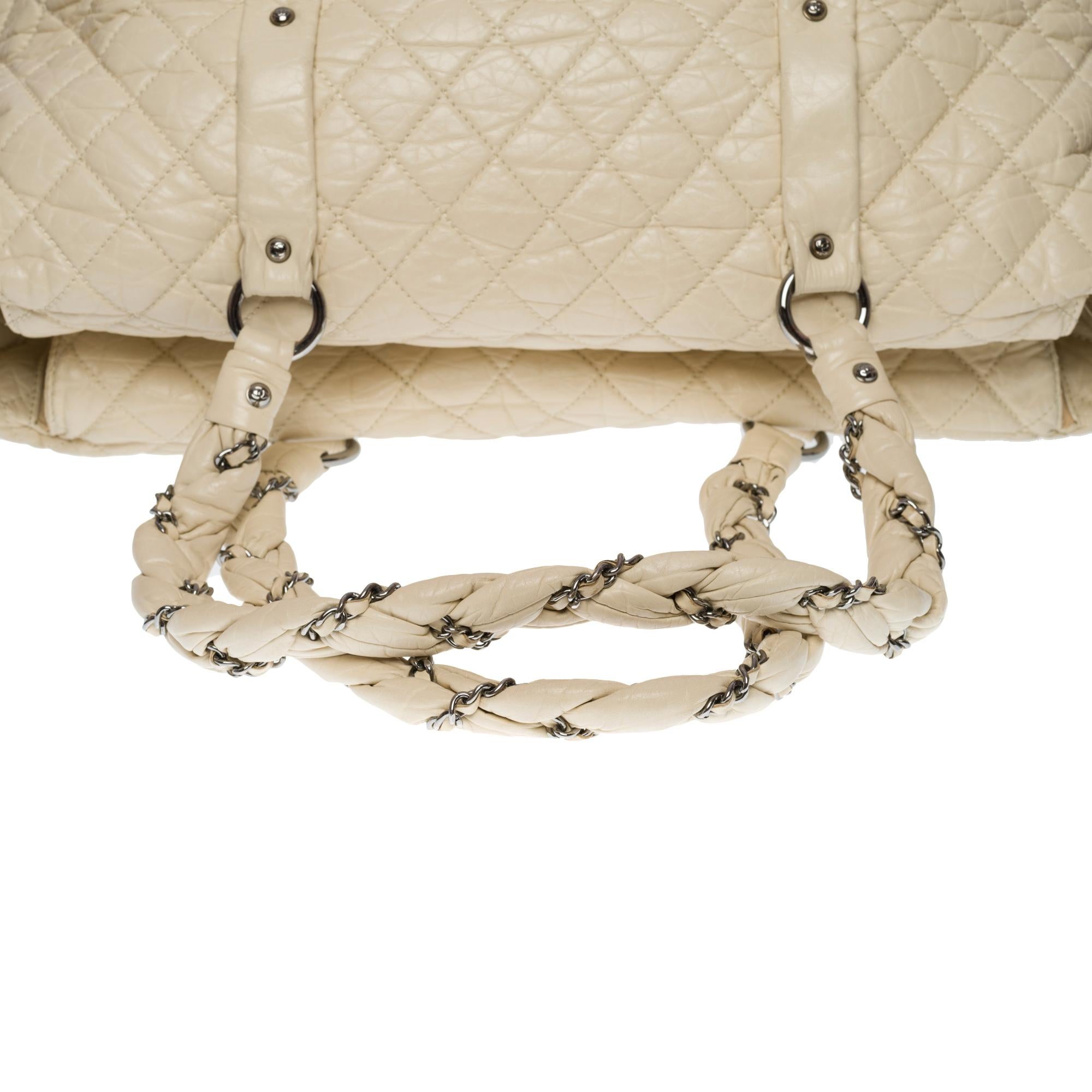 Gorgeous Chanel XL Tote bag in ivory puffy quilted leather , SHW 2