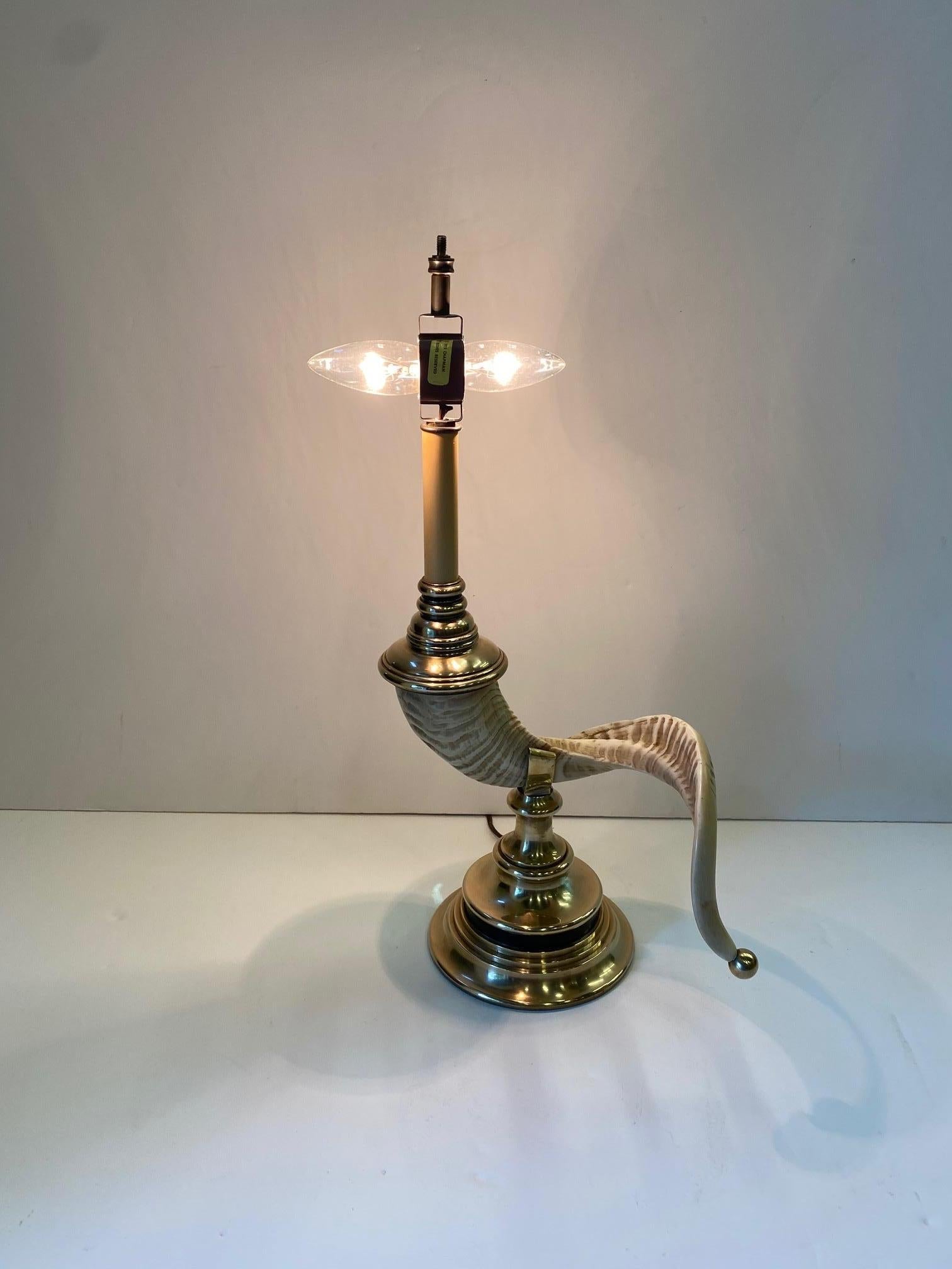 Gorgeous Chapman Faux Rams Horn and Brass Table Lamp 1