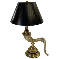 Gorgeous Chapman Faux Rams Horn and Brass Table Lamp