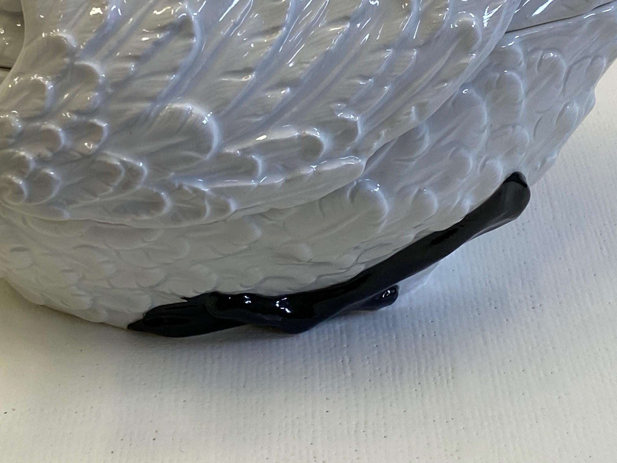 Late 20th Century Gorgeous Chelsea House Porcelain Swan Soup Tureen