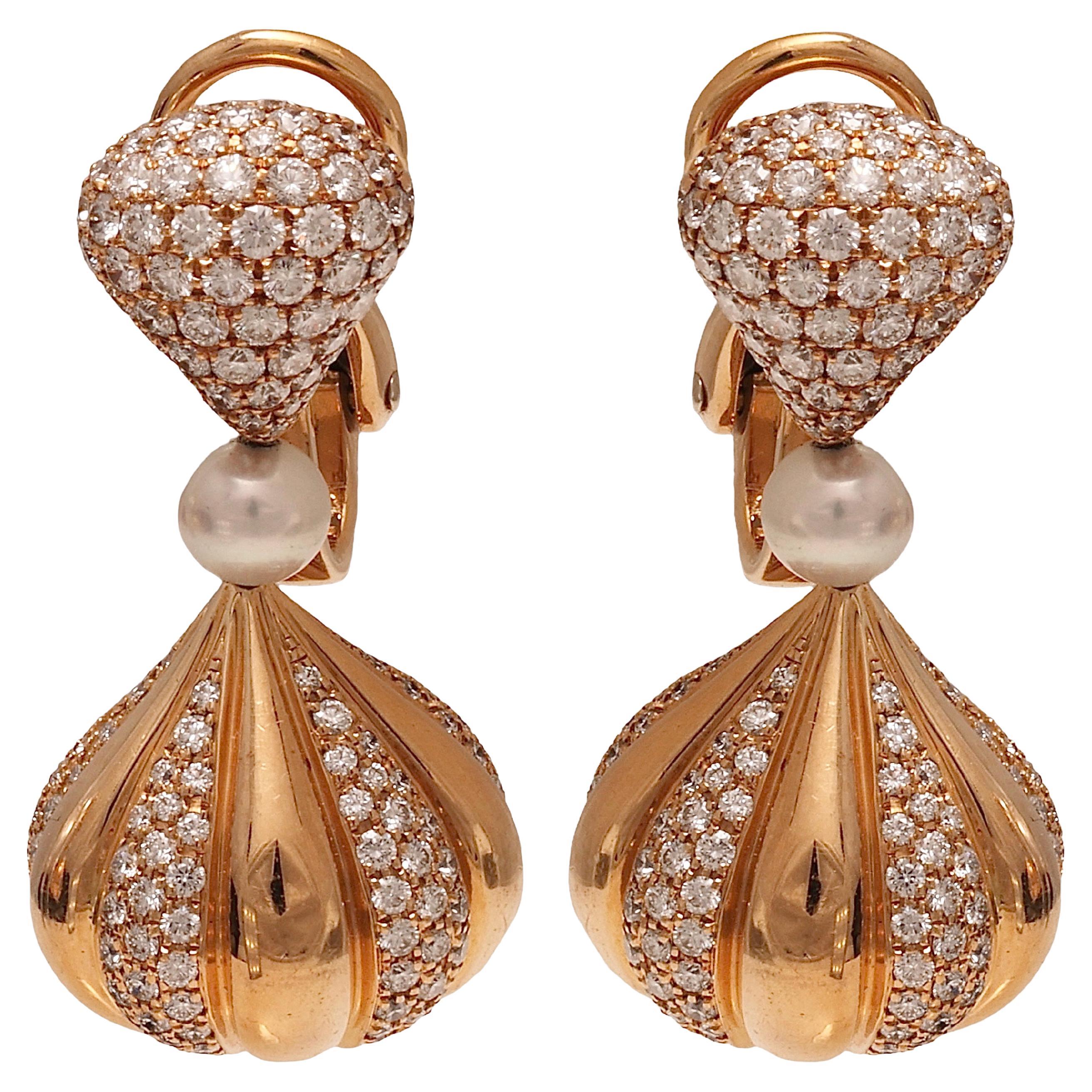 Superbes Boucles d'oreilles Chopard 18 kt. Or jaune avec diamants