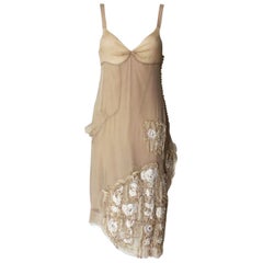 Gorgeous Christian Dior Demi-Couture Fairytale Powder Nude Silk Dress 