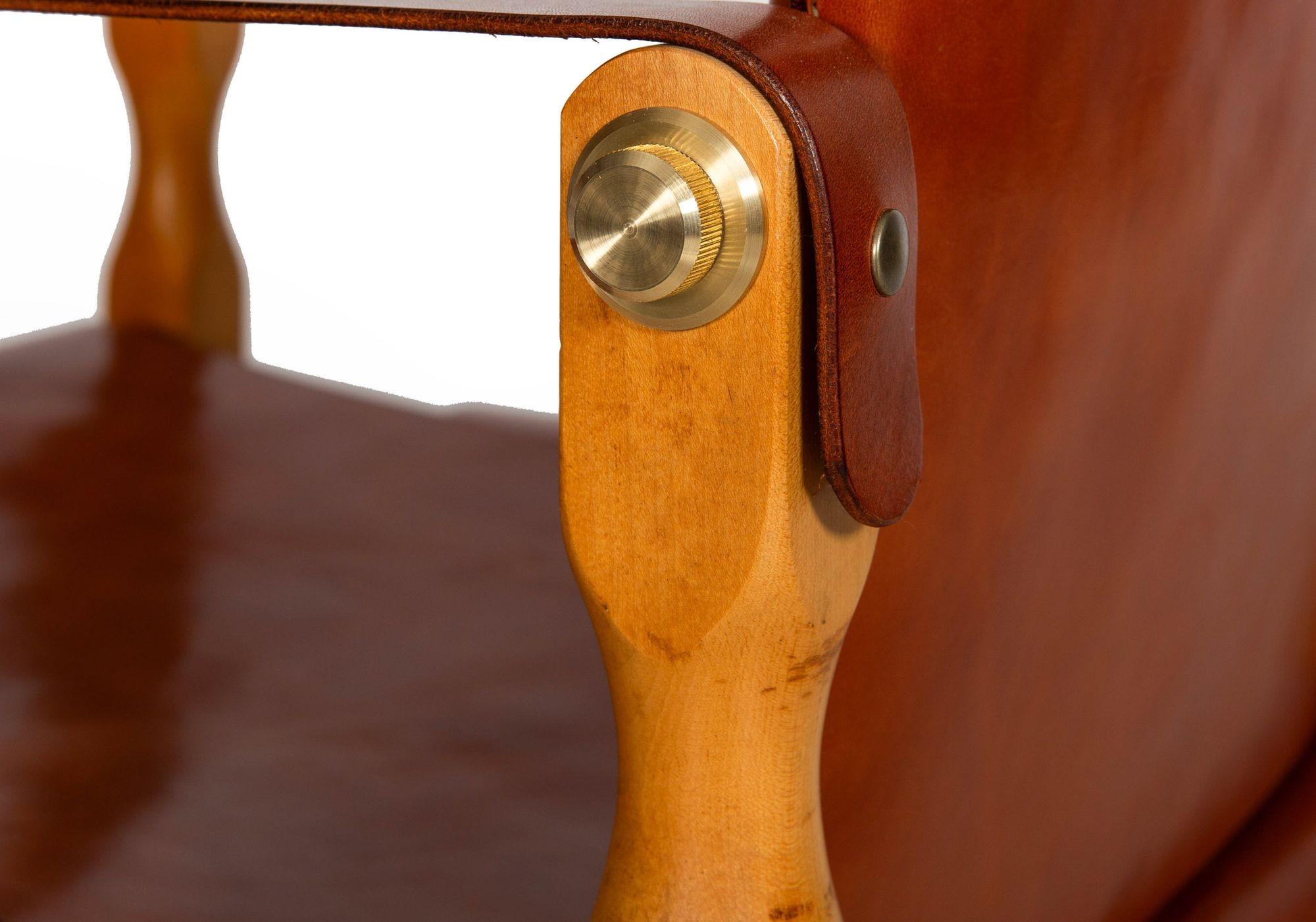 Gorgeous Circa 1970s Mid-Century Modern “Safari” Chair in New Leather 4