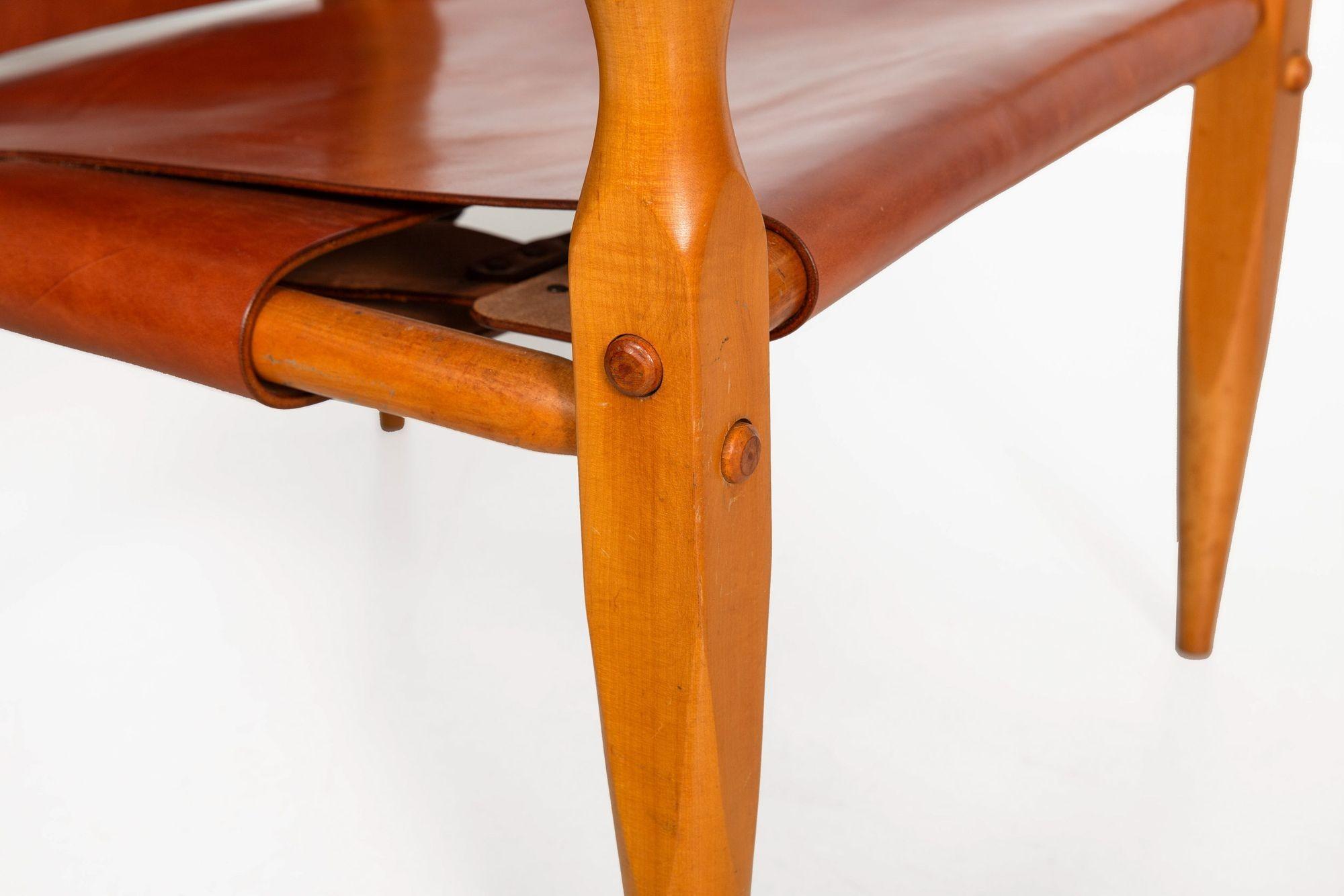 Gorgeous Circa 1970s Mid-Century Modern “Safari” Chair in New Leather 5
