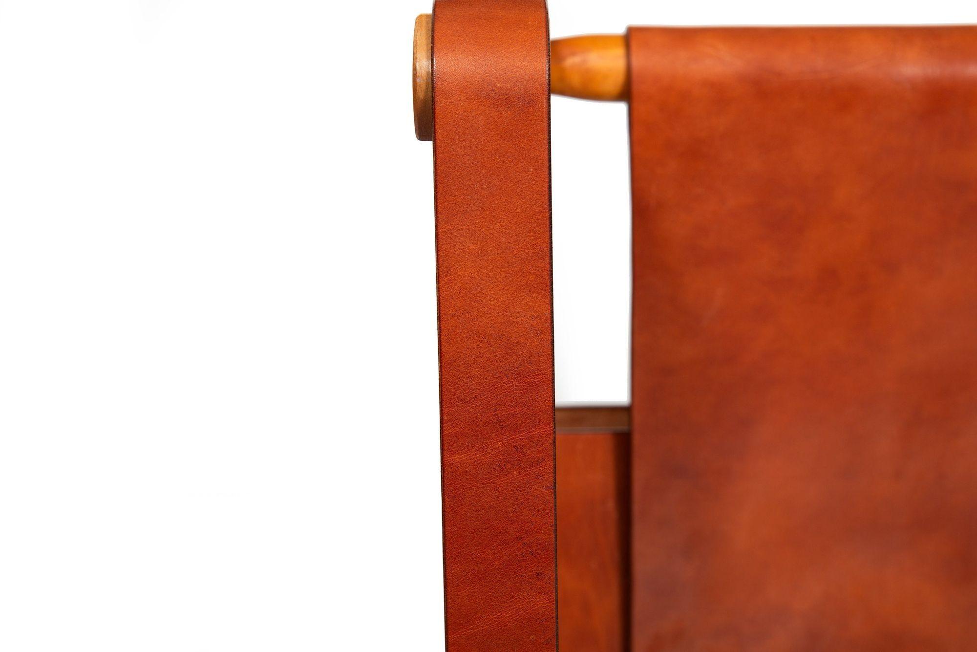 Gorgeous Circa 1970s Mid-Century Modern “Safari” Chair in New Leather 7