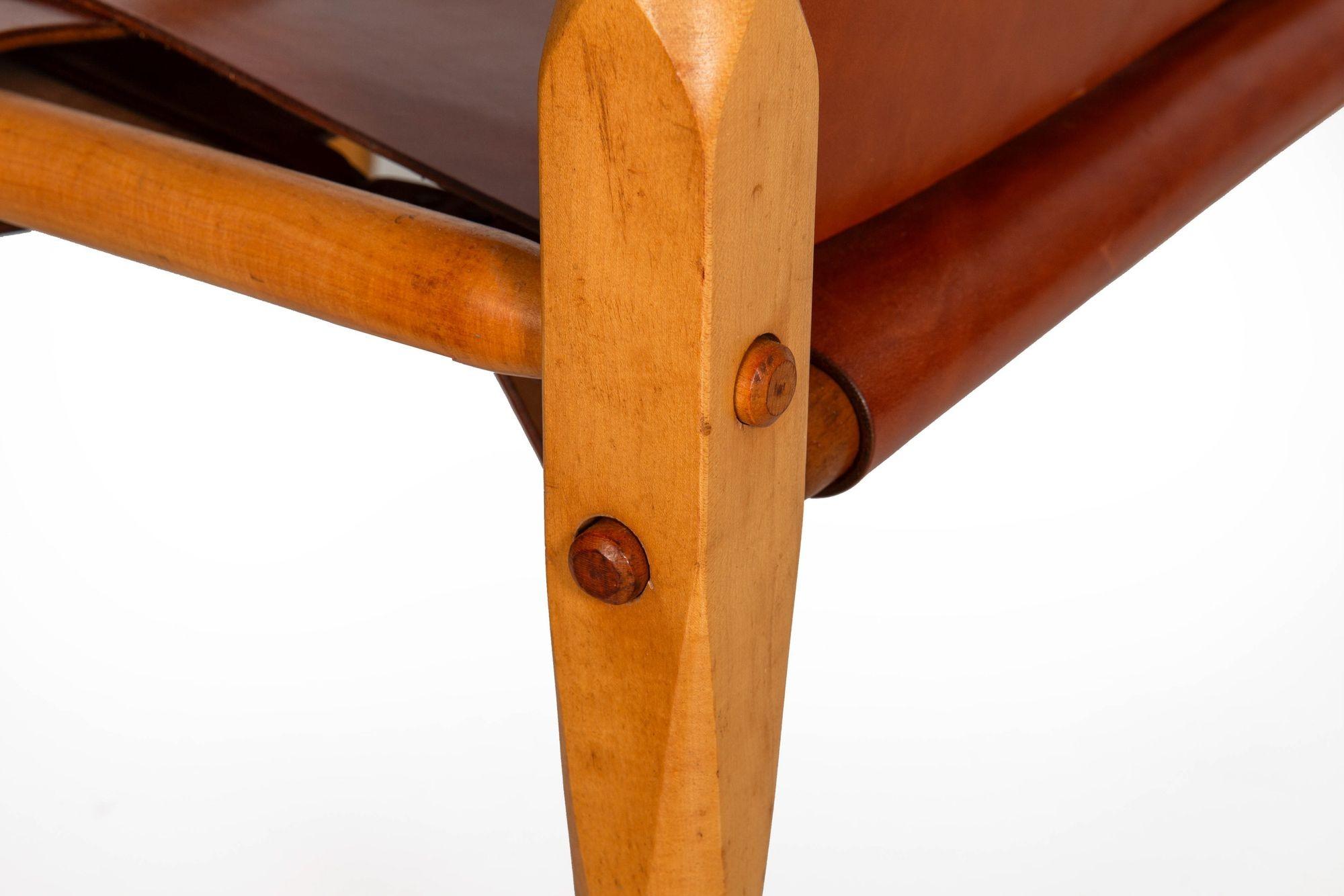Gorgeous Circa 1970s Mid-Century Modern “Safari” Chair in New Leather 13