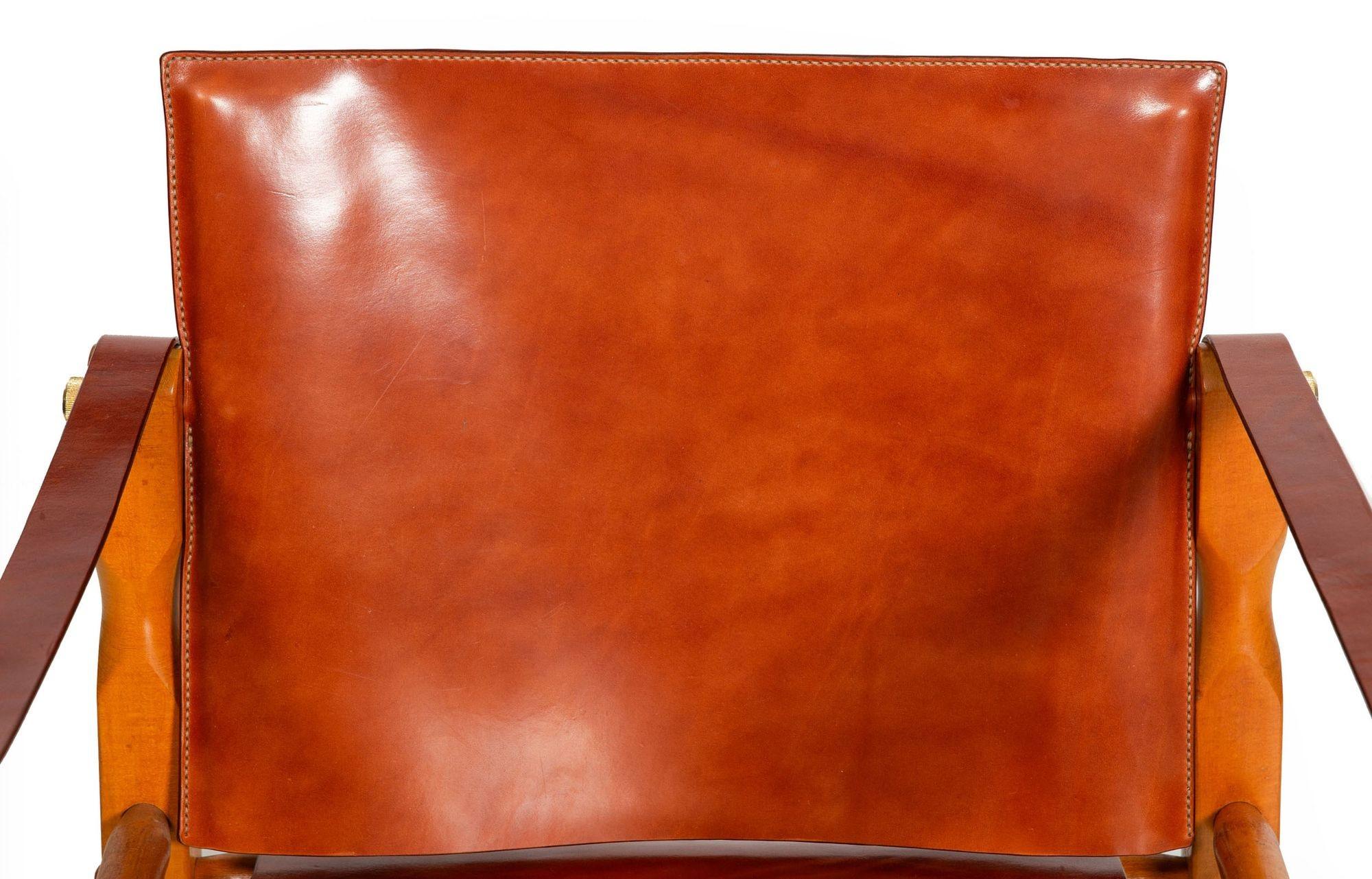 Gorgeous Circa 1970s Mid-Century Modern “Safari” Chair in New Leather For Sale 2