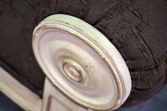 Gorgeous Circular End Creme Paint Decorated Window Bench Foot Stool Directoire