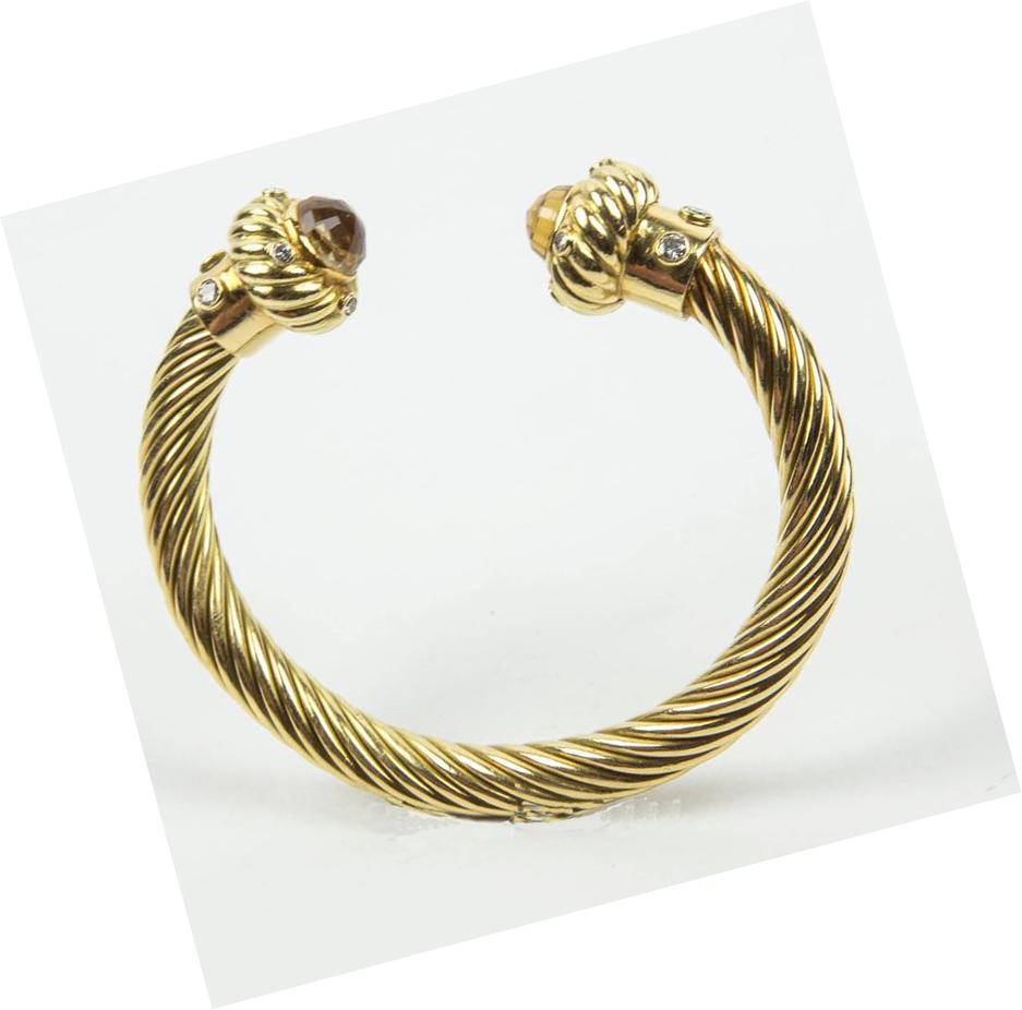 Citrin Diamant Gold Heirloom Qualität Manschette Armspange Armband (Gemischter Schliff) im Angebot