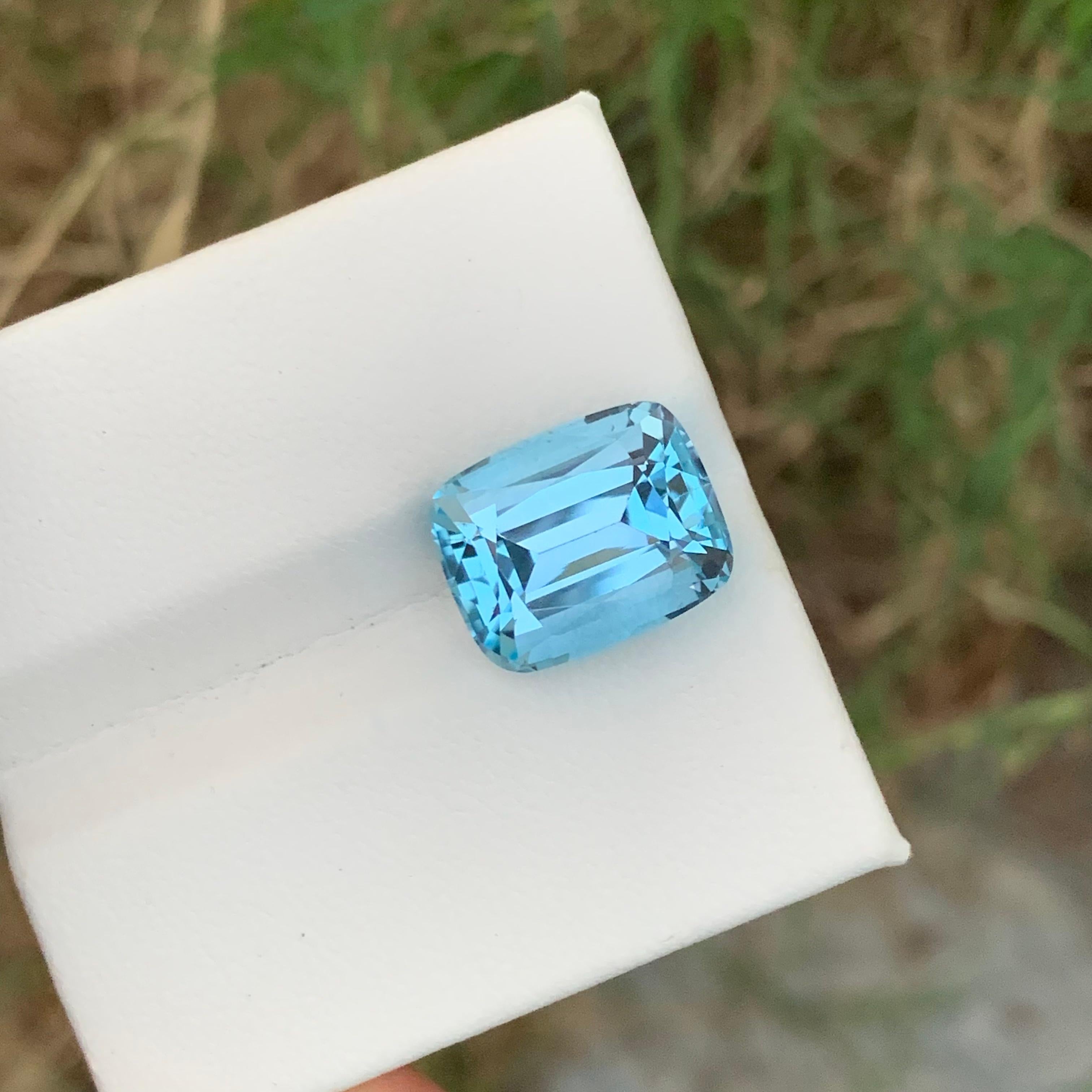 Gorgeous Clean Faceted Sky Blue Topaz 12 Carat From Brazil Mine Cushion Shape  For Sale 2