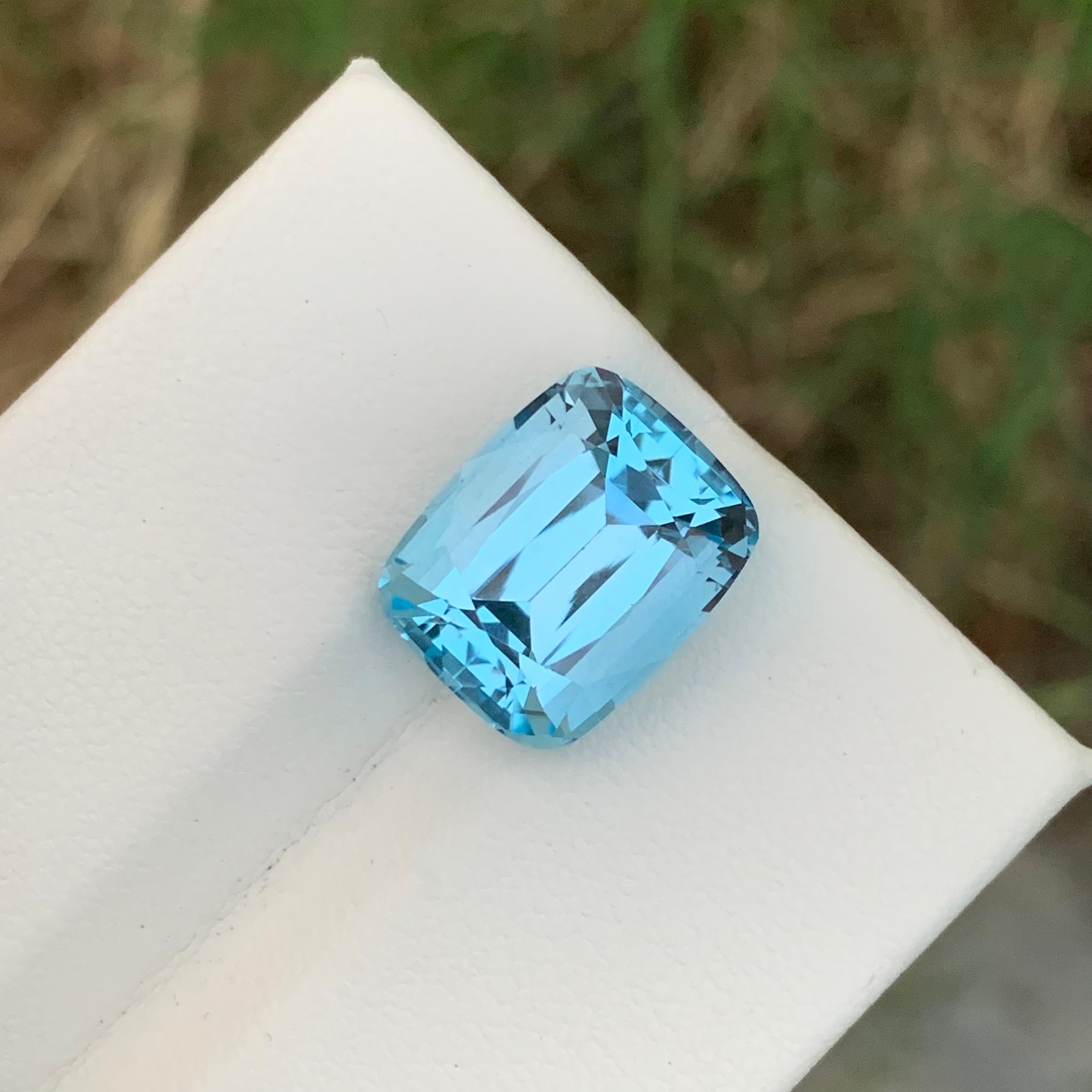 Gorgeous Clean Faceted Sky Blue Topaz 12 Carat From Brazil Mine Cushion Shape  For Sale 4